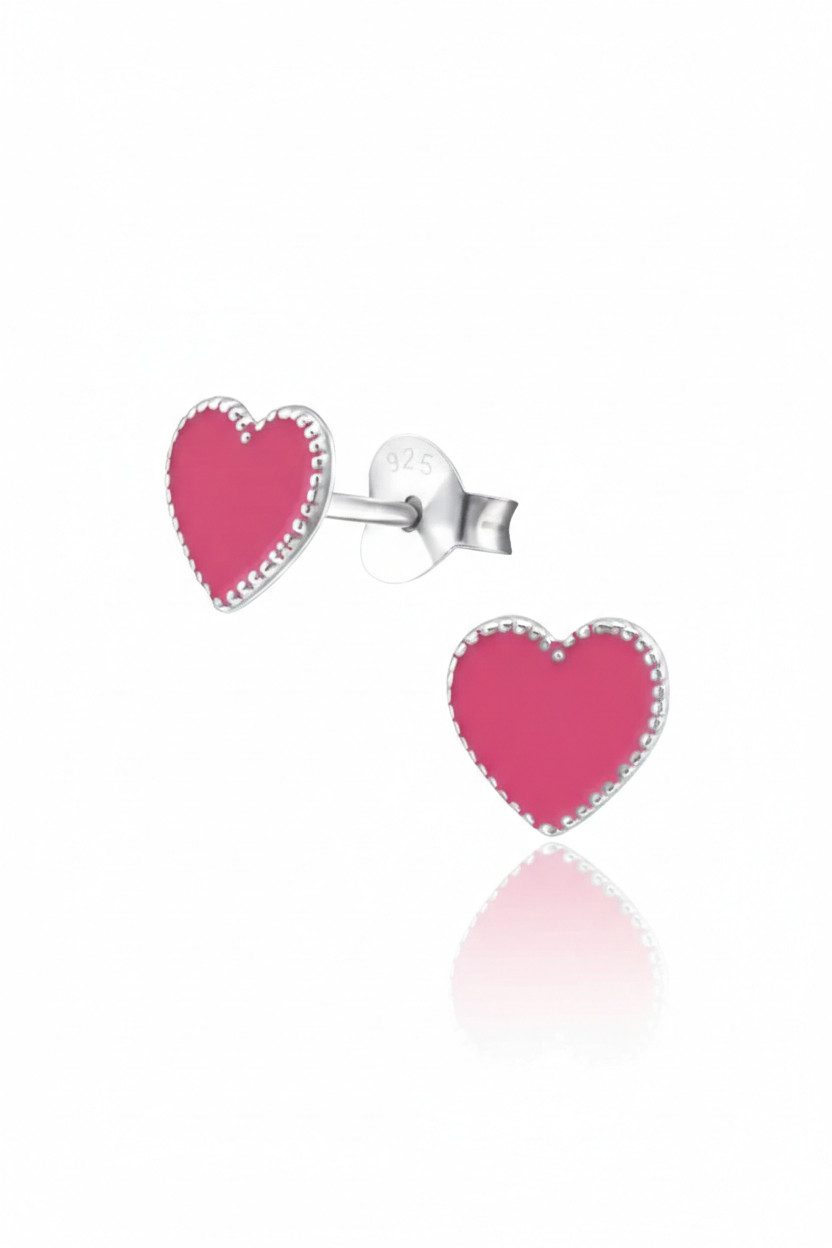 Diademita Paar Ohrstecker Silberne Herz-Ohrstecker für Kinder mit Epoxid (Set)