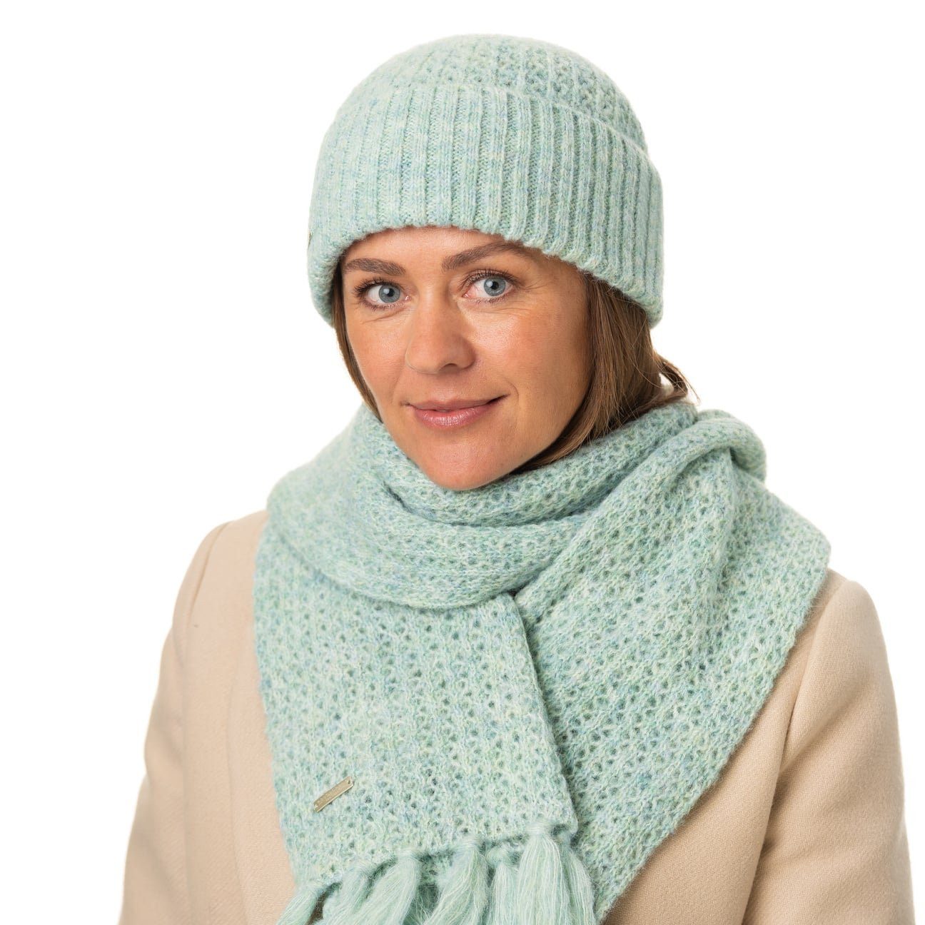 Seeberger Beanie (1-St) Strickmütze mit Umschlag