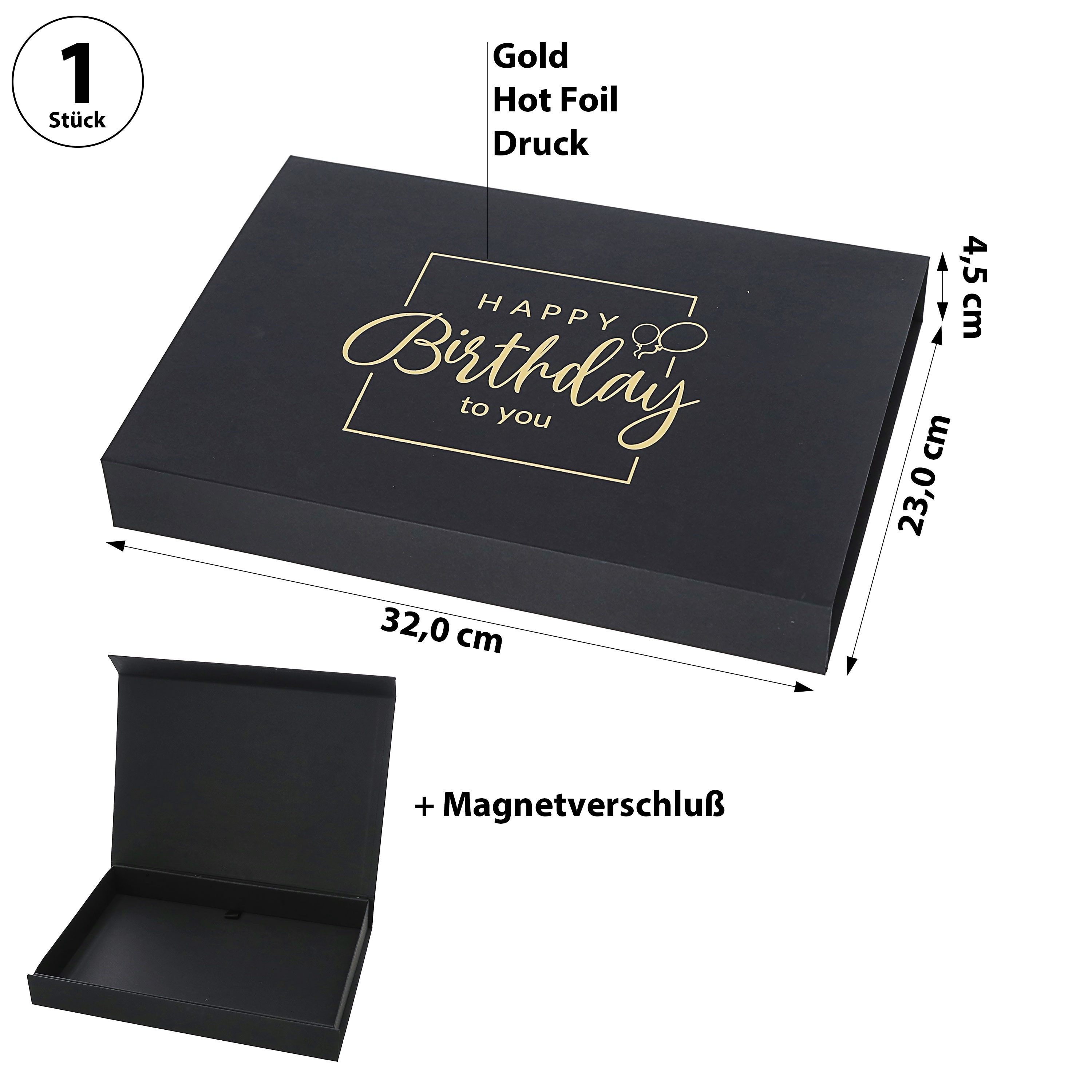 CEPEWA Geschenkbox Geschenkverpackung 'Happy Birthday' Magnetverschluss 32x4,5x23cm