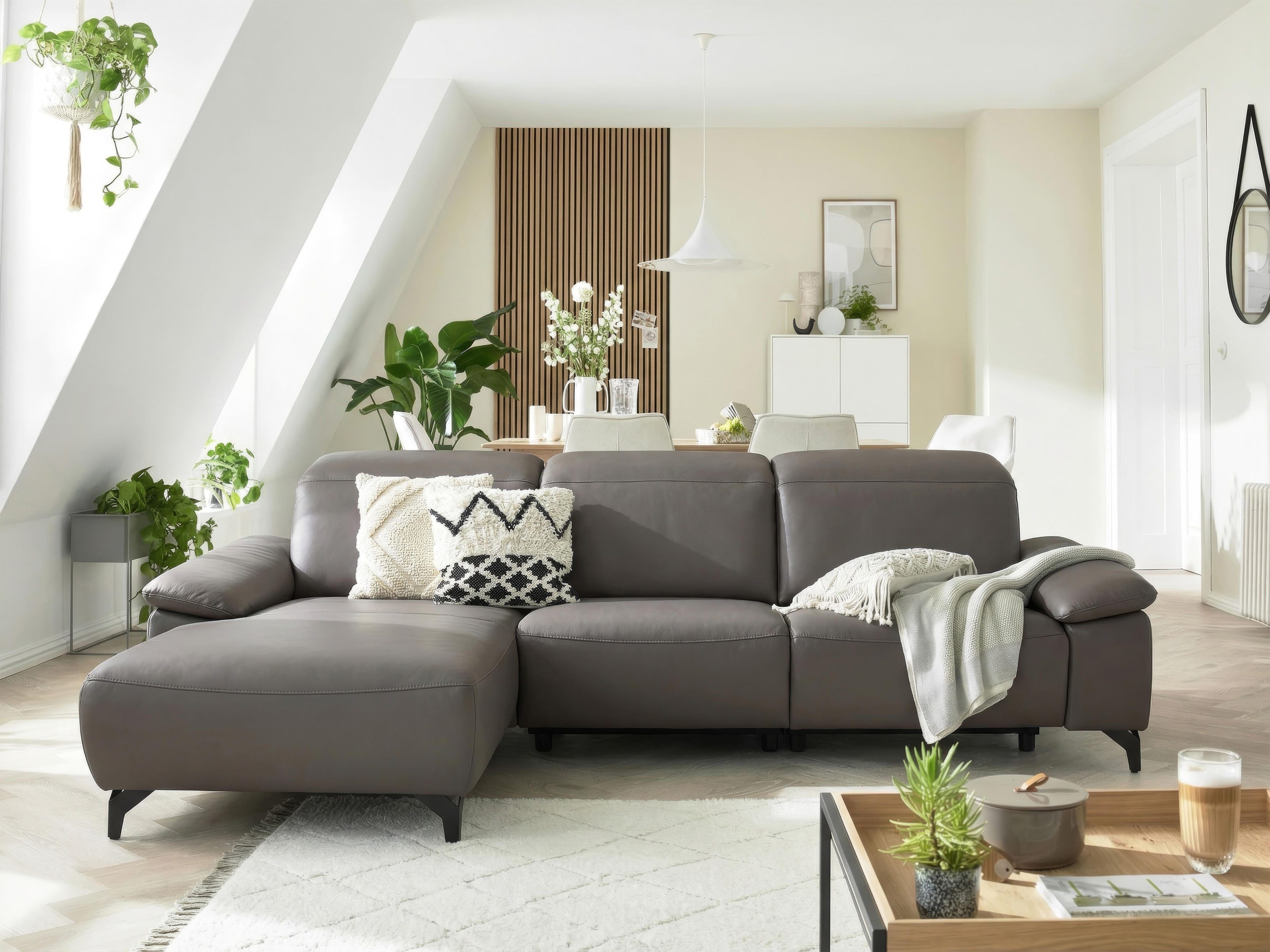 Musterring Ecksofa MR370 mit/ohne Relaxfunktion, verschiedene Unterfederungen zur Auswahl, Farbe, Material, Sitzkomfort und Funktion wählbar, Maße 280 x 180 cm