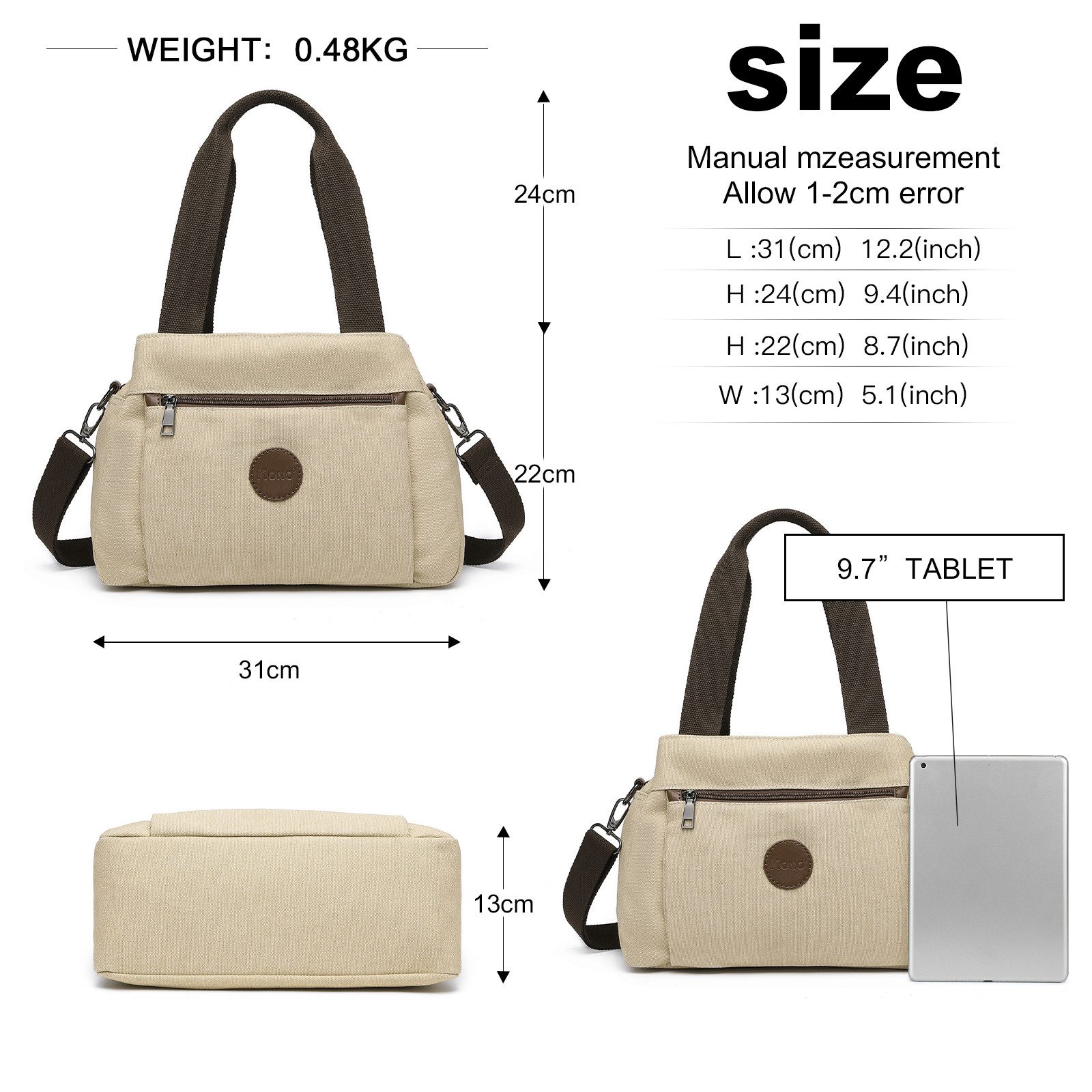 KONO Shopper Canvas Handtasche Frauen Schultertasche günstig online kaufen