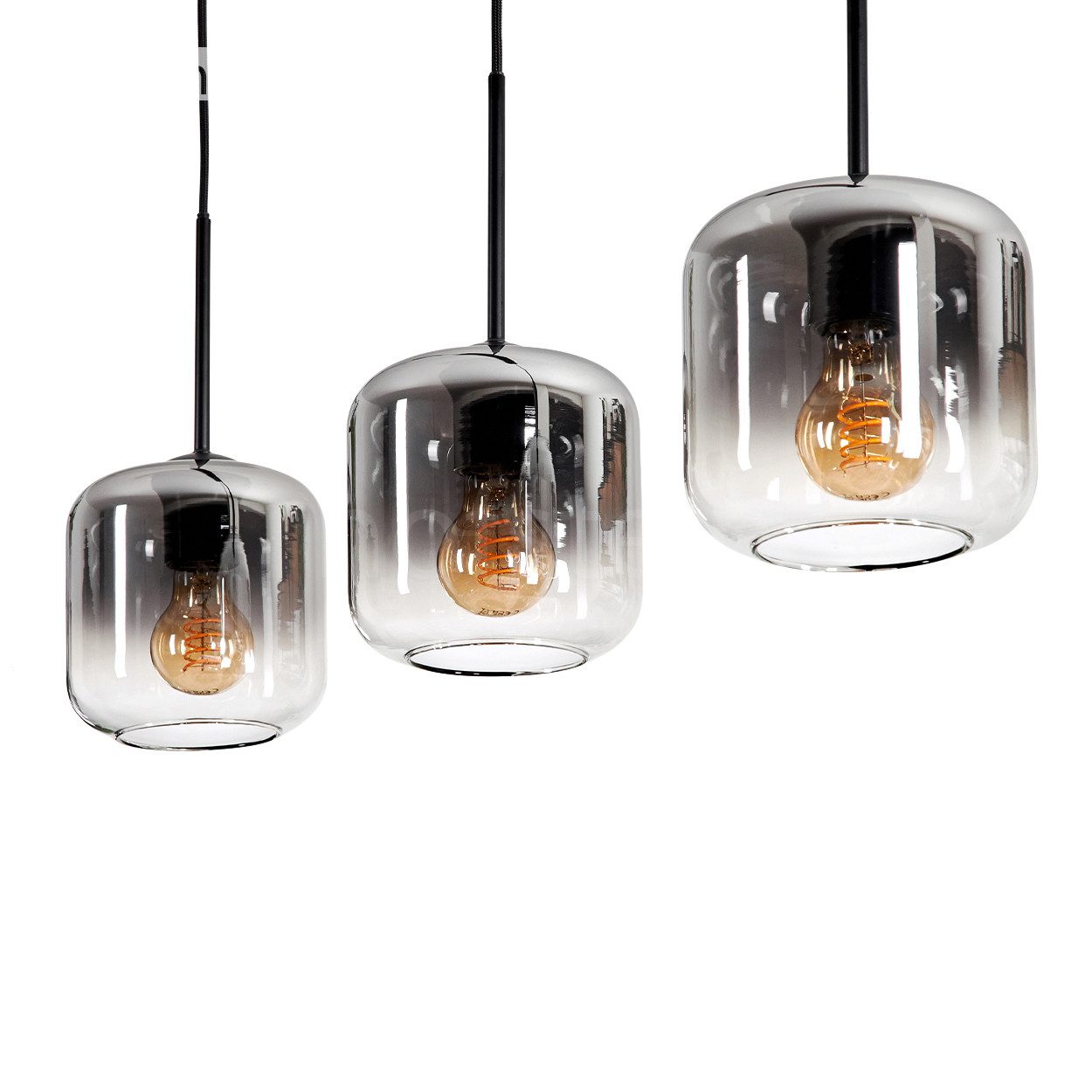 hofstein Hängeleuchte Hängelampe aus Metall/Glas in Schwarz/Rauchfarben/Kla günstig online kaufen