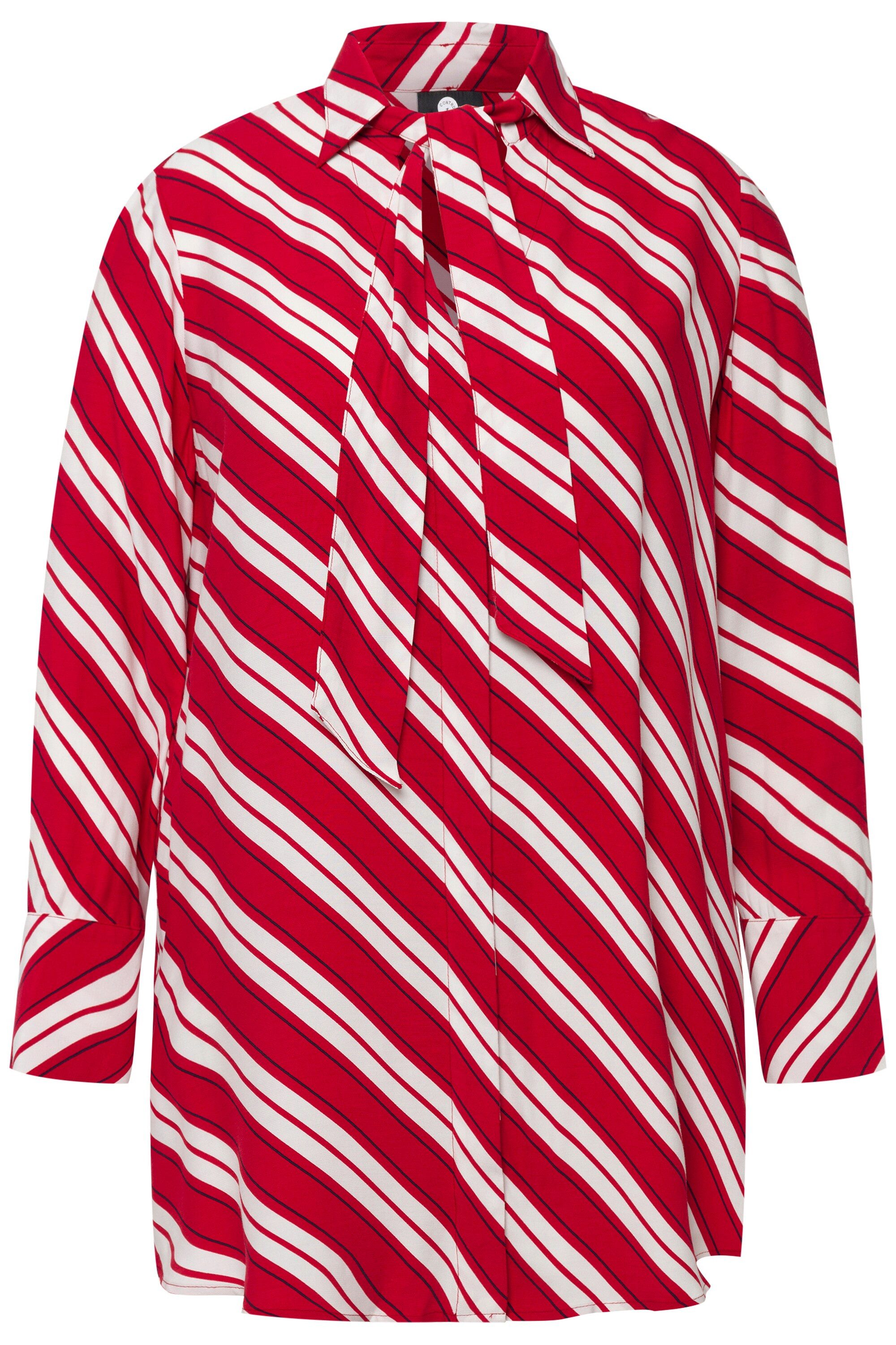 Ulla Popken Hemdbluse Longbluse Streifen A-Linie Hemdkragen Langarm günstig online kaufen