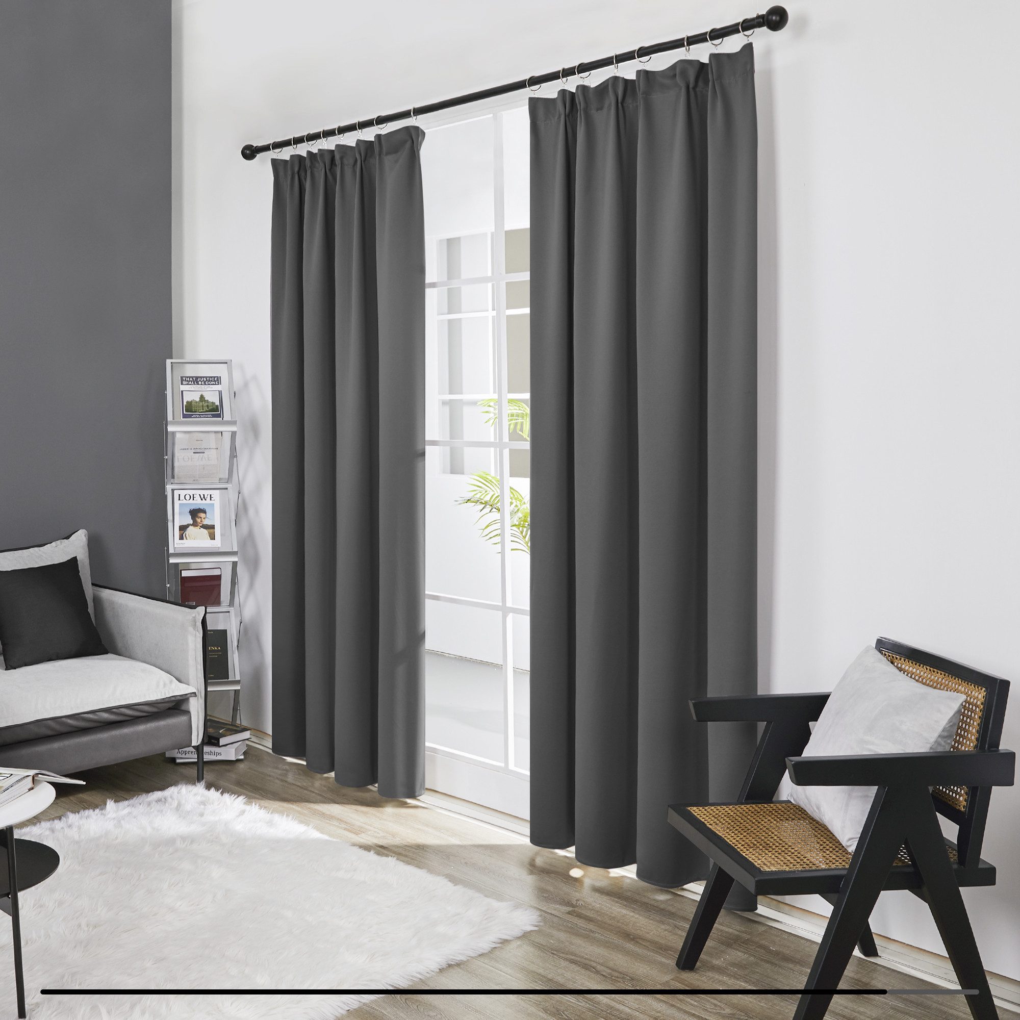 Deconovo Verdunkelungsvorhang Gardinen mit Kräuselband Blickdicht Vorhänge Wohnzimmer 2er Set, Vorhang Verdunkelung Vorhänge Kälteschutz Schlafzimmer Thermovorhang