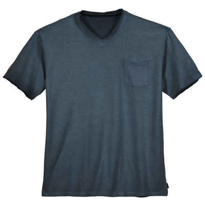 redfield V-Shirt »Große Größen V-Neck T-Shirt dunkelblau gestreift Used Look Redfield«