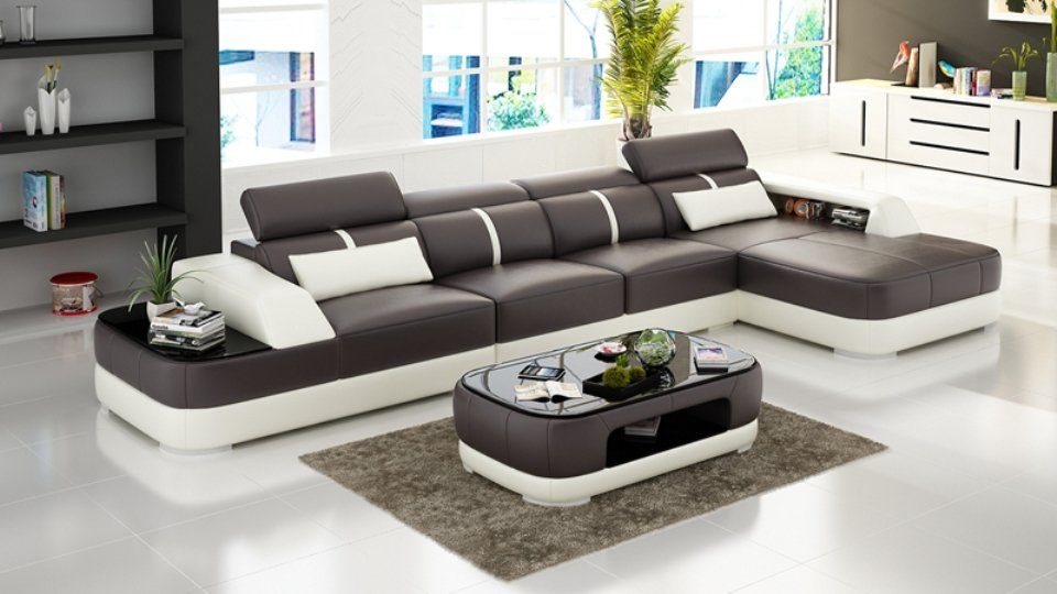 JVmoebel Wohnlandschaft Couch Sitz Polster Ecksofa, Sofa Wohnzimmer Ledersofa