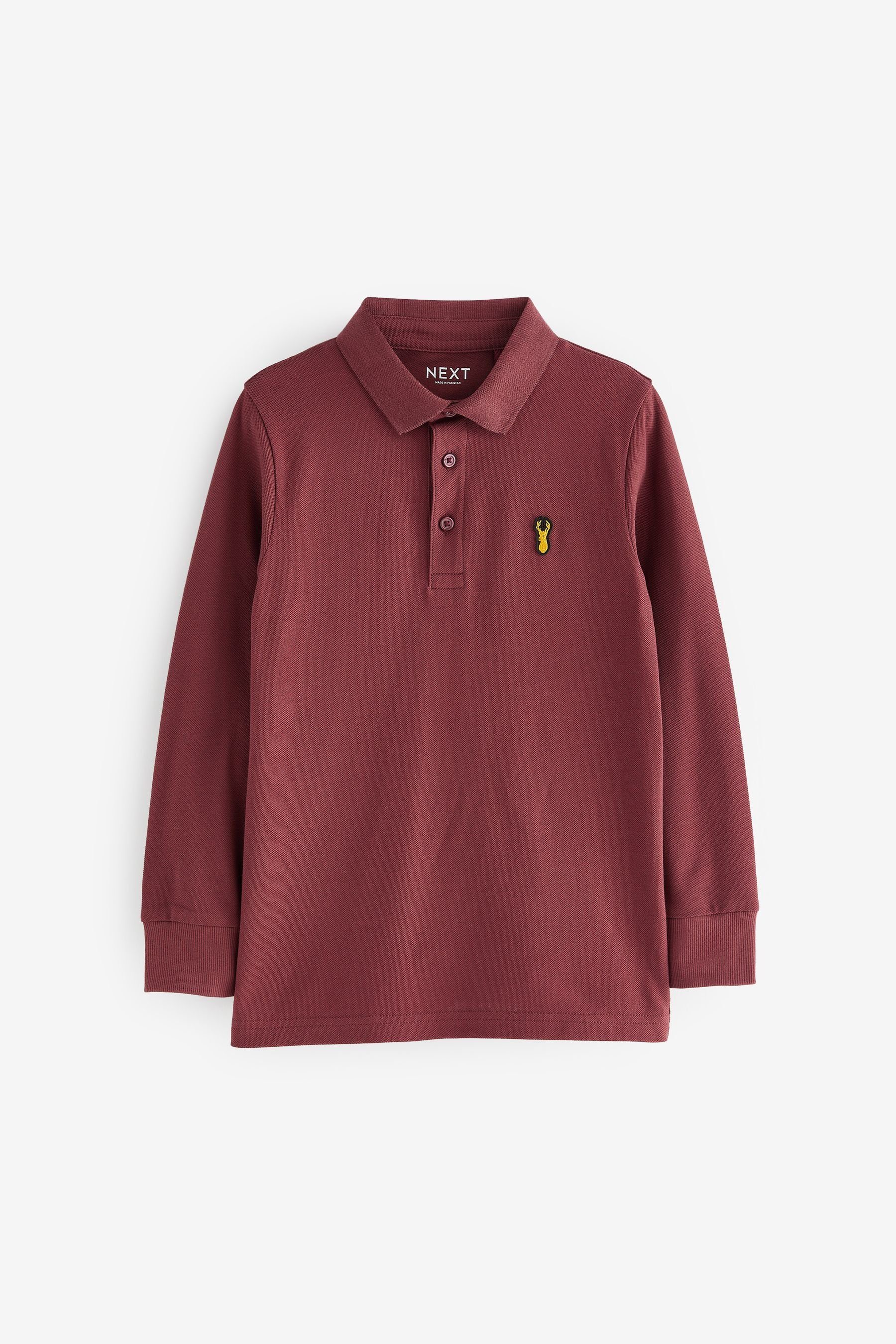 Next Langarm-Poloshirt Langärmeliges Polo-Shirt (1-tlg) Berry Red