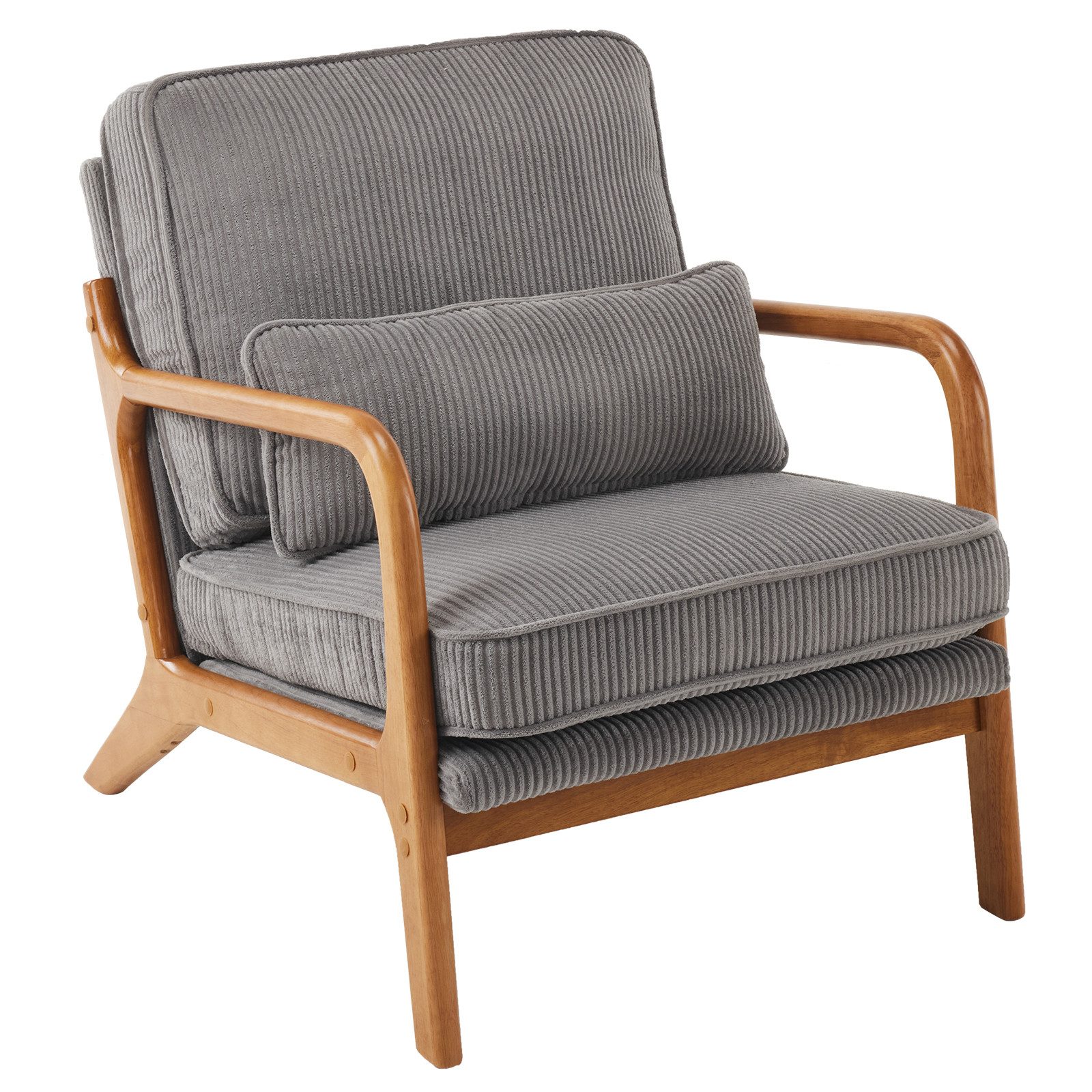 VINGLI Cocktailsessel, Moderner loungesessel, Sessel mit Massivholz, Lesesessel, bis 200 kg belastbar, Cord-Stoff
