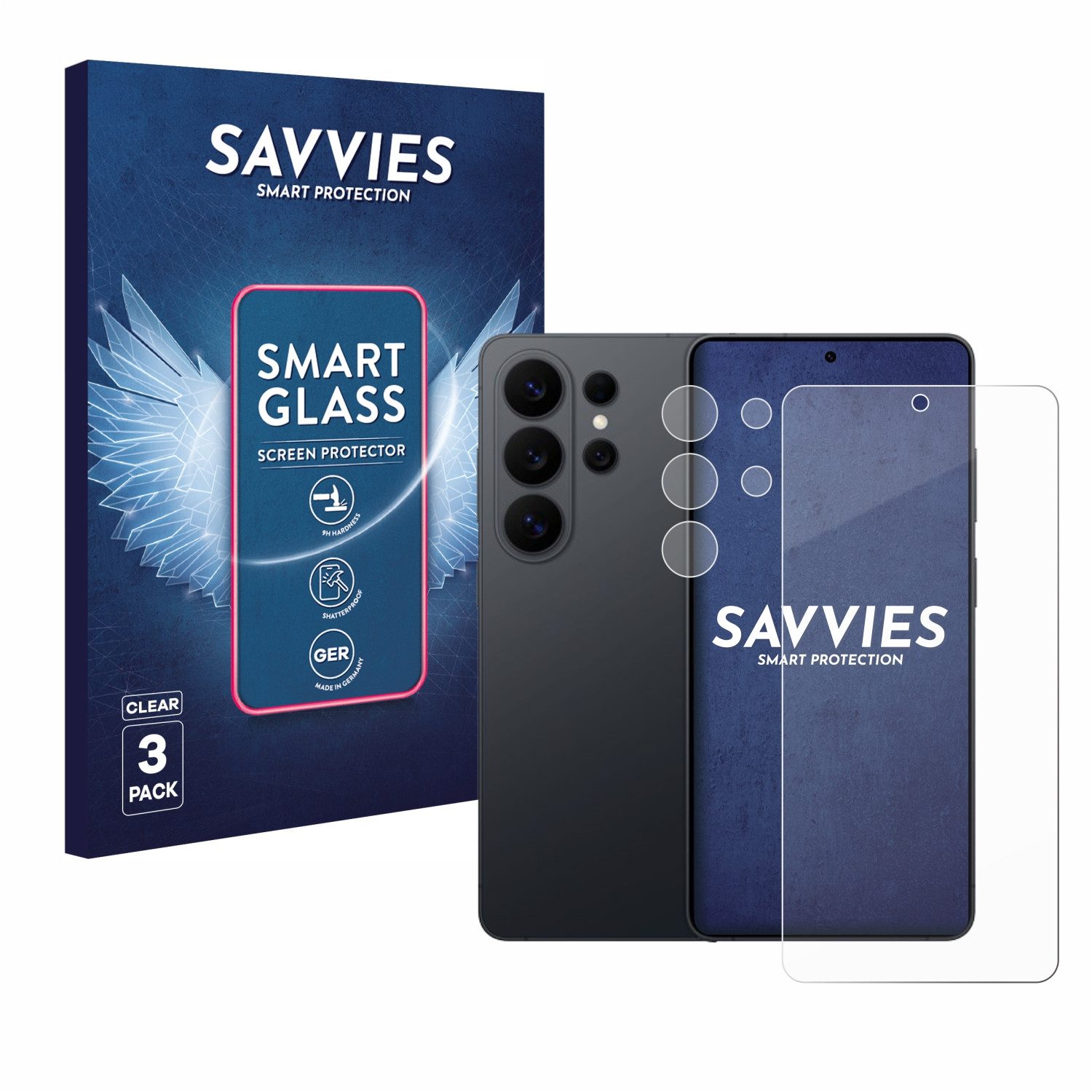 Savvies Displayschutzglas Schutzglas Panzer für Samsung Galaxy S26 Ultra (Display+Kamera), 3 Stück, Schutzfolie Display Schutz Glas Folie klar