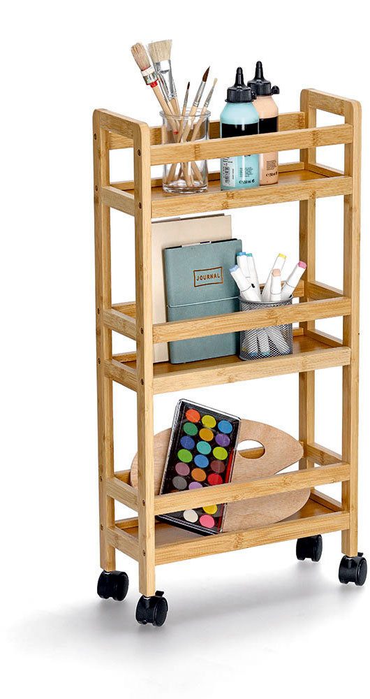 Zeller Present Rollwagen, natur, Bambus / MDF, inkl. 4 Rollen
