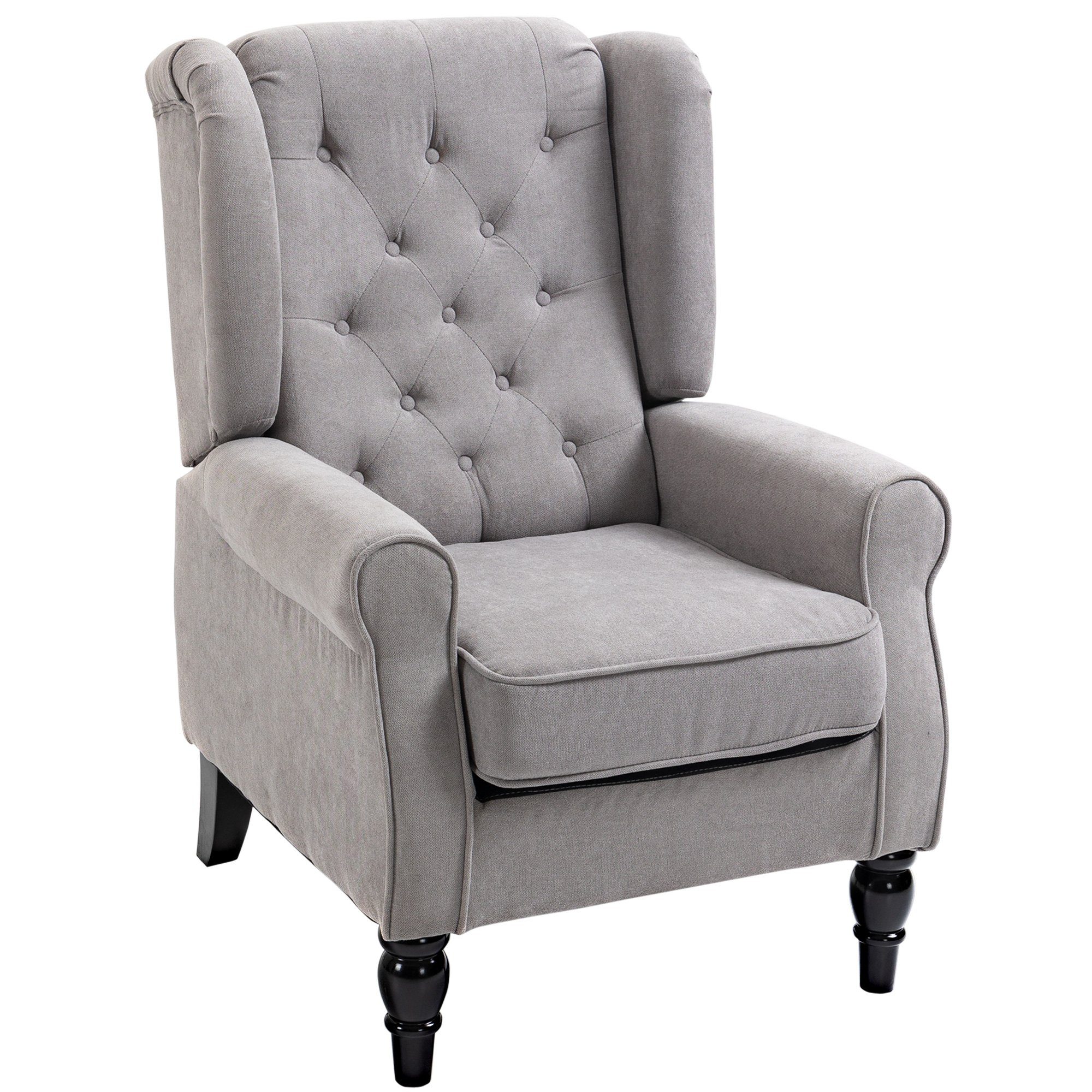 HOMCOM Sessel Einzelsessel (Ohrensessel, 1-St., Relaxsessel), B x H x T: 74 x 86 x 102 cm Grau | Grau | Grau