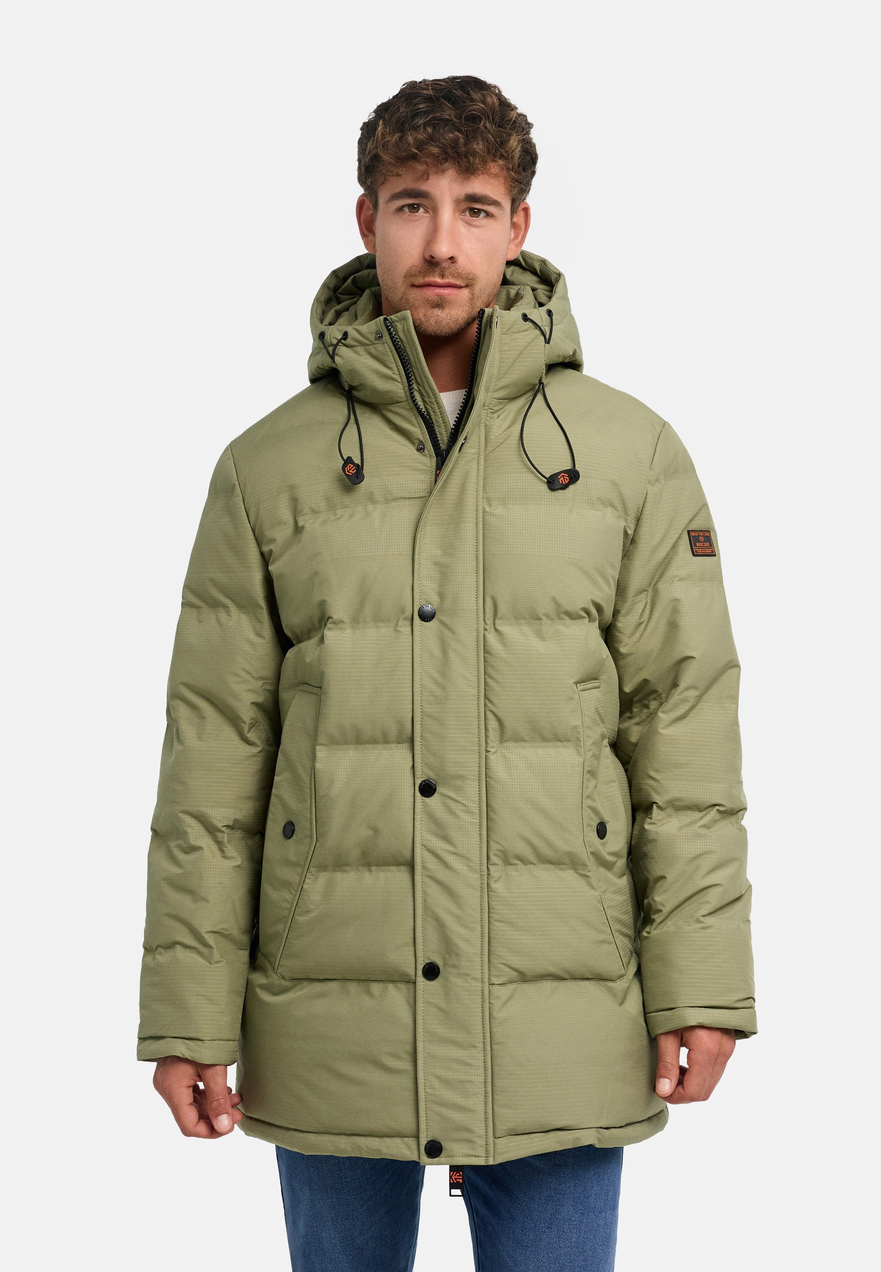 INDICODE Winterjacke INDalmann mit Kapuze, Reißverschluss, gerippte Ärmelbündchen
