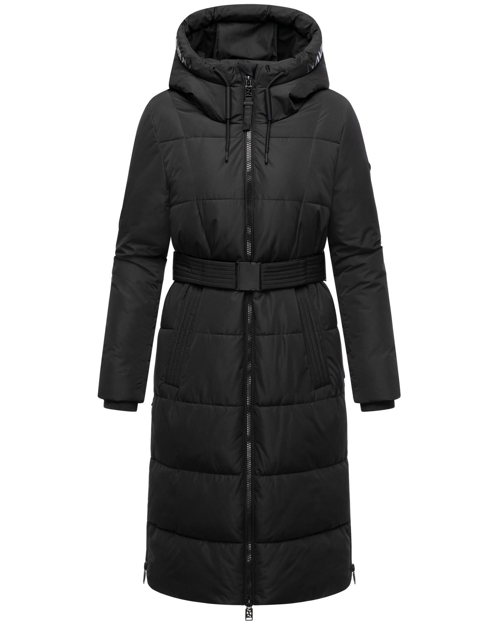 Navahoo Steppmantel Herbstnebel 14 langer Damen Wintermantel mit Taillengürtel