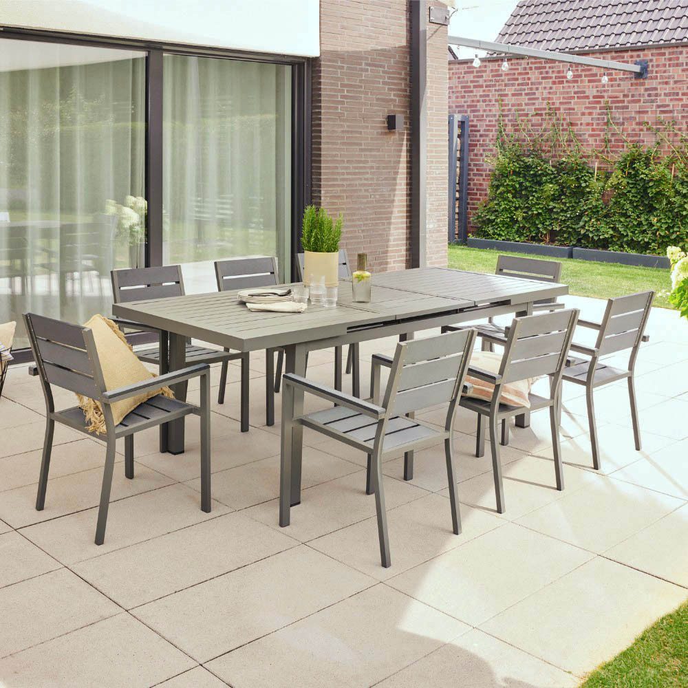 HOME DELUXE Gartentisch CALIDO (Ausziehtisch, Terrassentisch, Balkontisch), schnell ausziehbar 180 - 240 cm, aus robustem Aluminium, Gartenmöbel