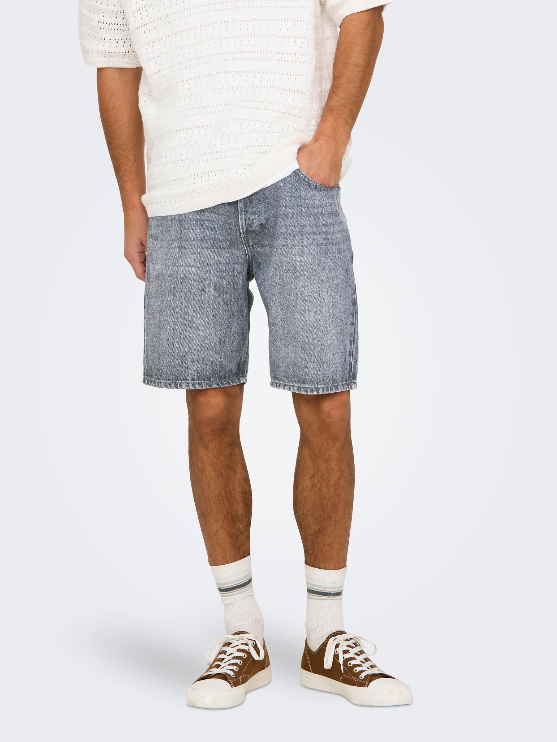 ONLY & SONS Jeansshorts Modisches kurzes Design mit fünf Taschen und Gürtel günstig online kaufen