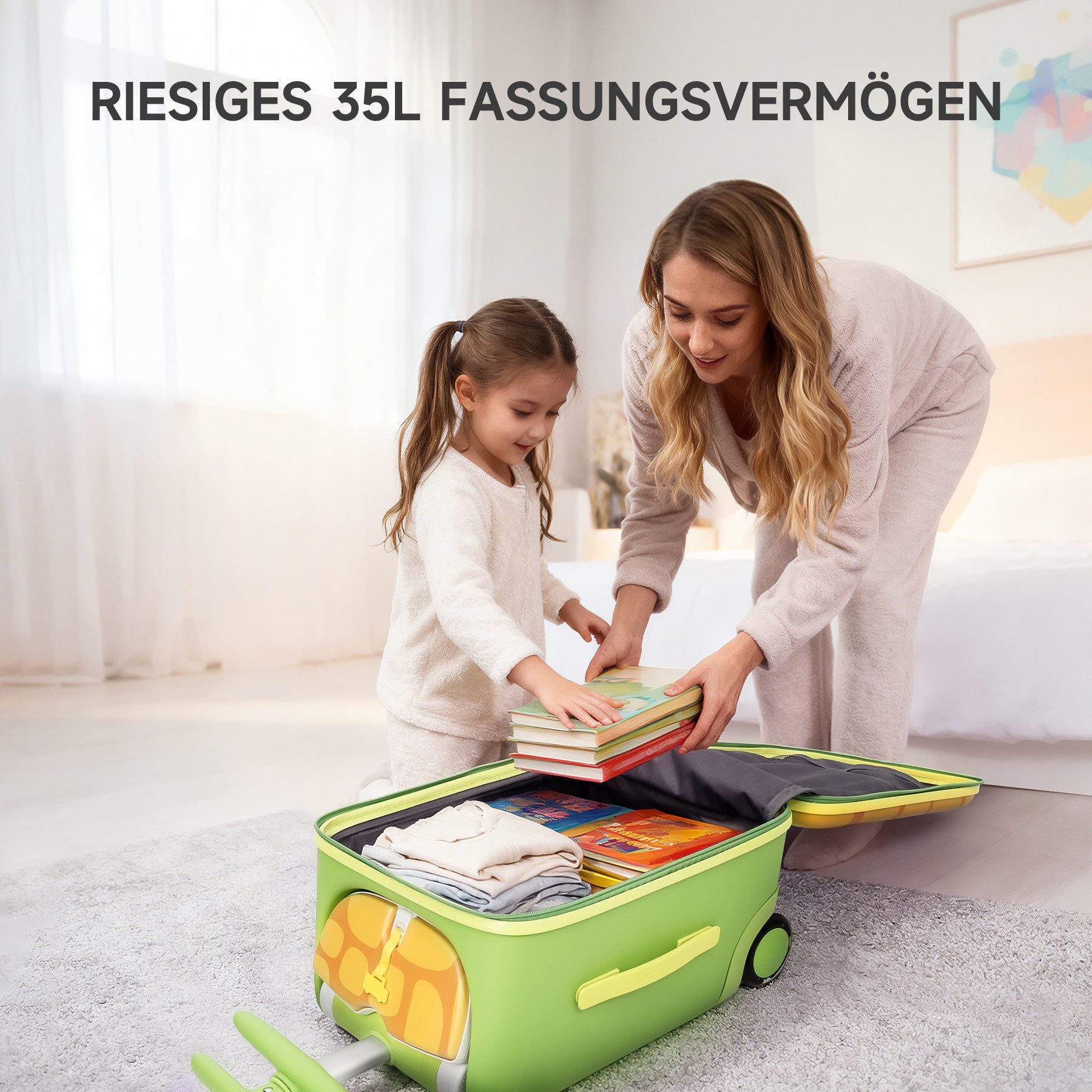 Jovikids Kinderkoffer 3-in-1-Reisekoffer mit Universalrollen & Armlehnen, 4 Rollen, für Kinder ab 3 Jahren, 38L großer Handgepäck-Trolley