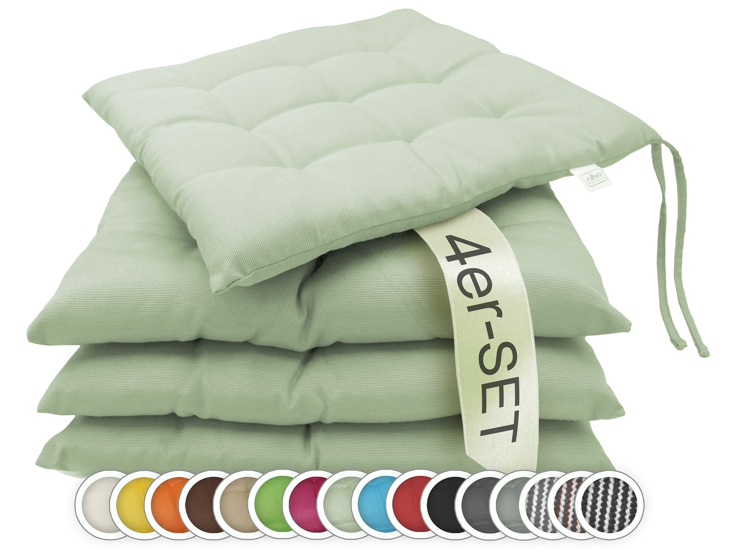 ZOLLNER Stuhlkissen, 40 x 40 x 3 cm, mit Bindebänder, für Indoor und Outdoo günstig online kaufen