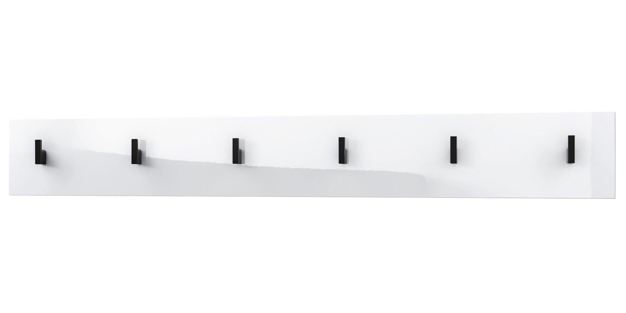 Vladon Шкафыpaneel Linea V1 (Wandgarderobe, mit 6 Kleiderhaken), Weiß Hochglanz (110,5 x 14,5 x 3,5 cm)