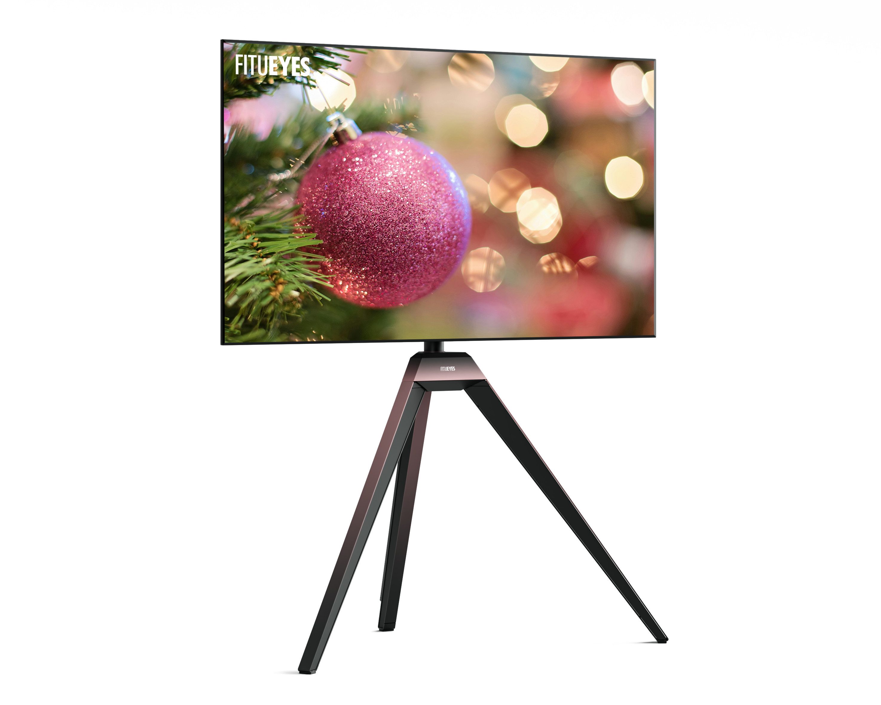 FITUEYES TV-Ständer aus Massivholz, höhenverstellbar, ±20° schwenkbar, 32-65 Zoll, (bis 65,00 Zoll, im Staffelei Design, mit Magnetverschluss)