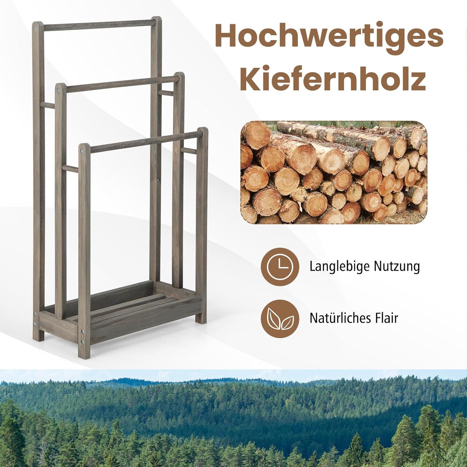 KOMFOTTEU Handtuchhalter, freistehend, mit 3 Handtuchstangen günstig online kaufen