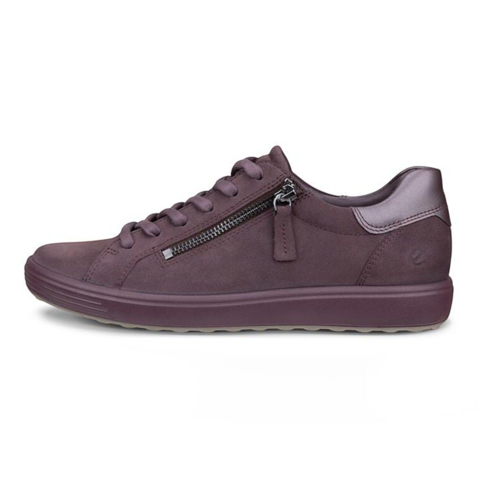 Ecco Soft 7 Side Zip Lace (Premium-Vollnarbenleder) dunkelviolett Damen Sneaker