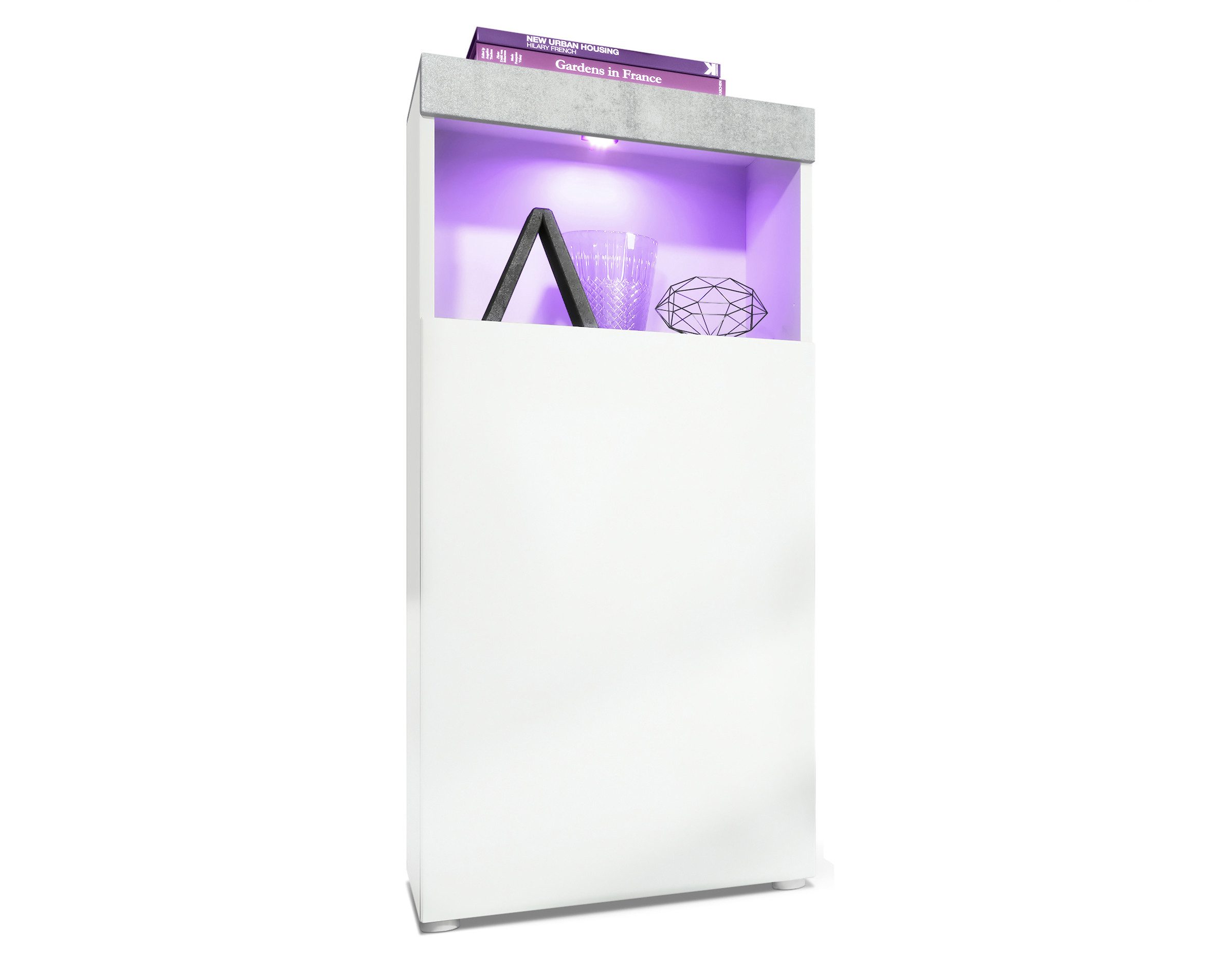 Vladon Standvitrine Pure (Vitrine, Korpus, Beton günstig online kaufen