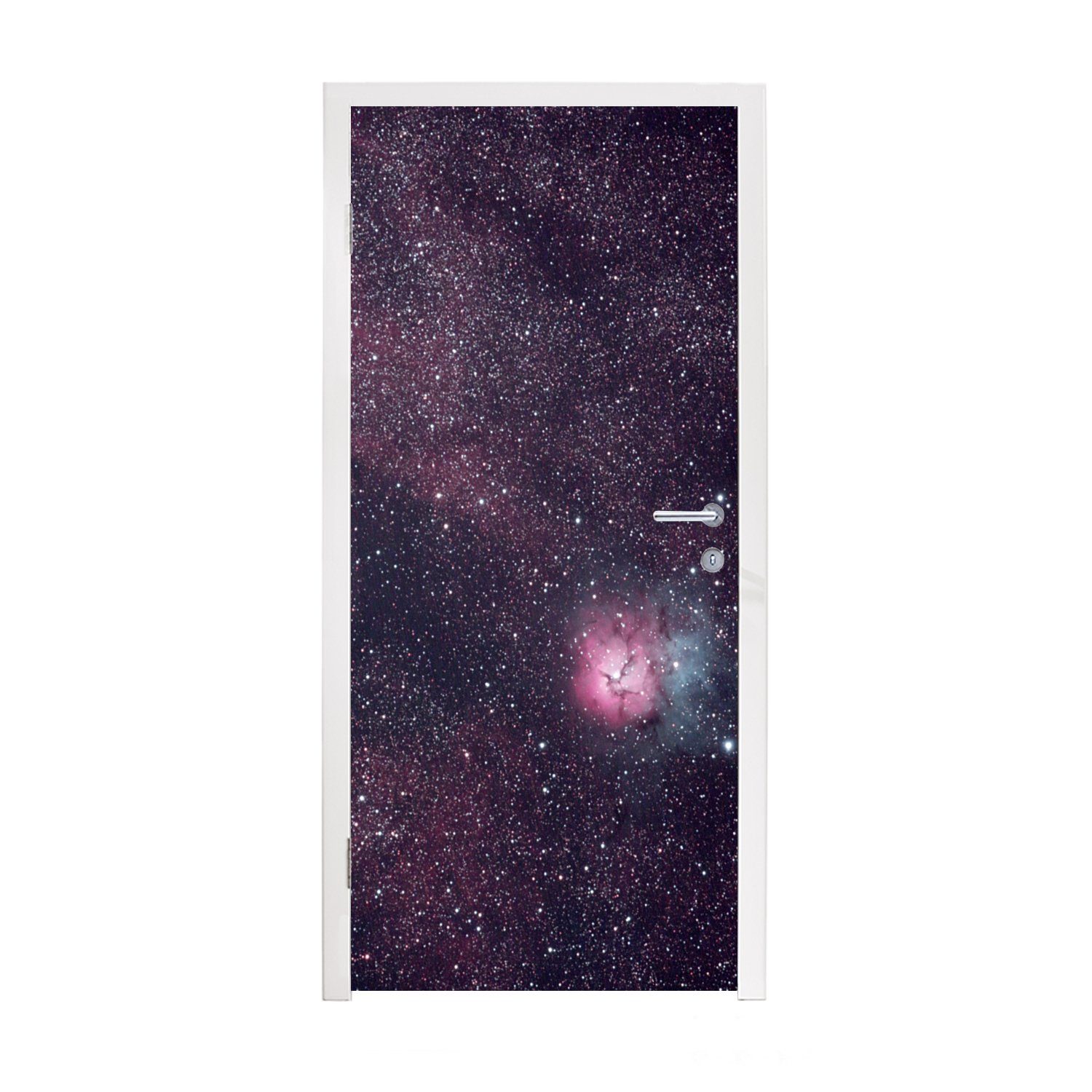 MuchoWow Türtapete Universum - Sterne - Rosa - Jungen - Mädchen - Kinder, Matt, bedruckt, (1 St), Fototapete für Tür, Türaufkleber, 75x205 cm | Türtapeten