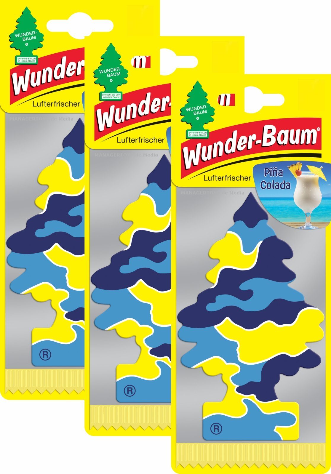 Wunder-Baum Raumduft 3er Set Duft Wunderbaum Pina Colada Wunderbaum Vanille Kokos Ananas