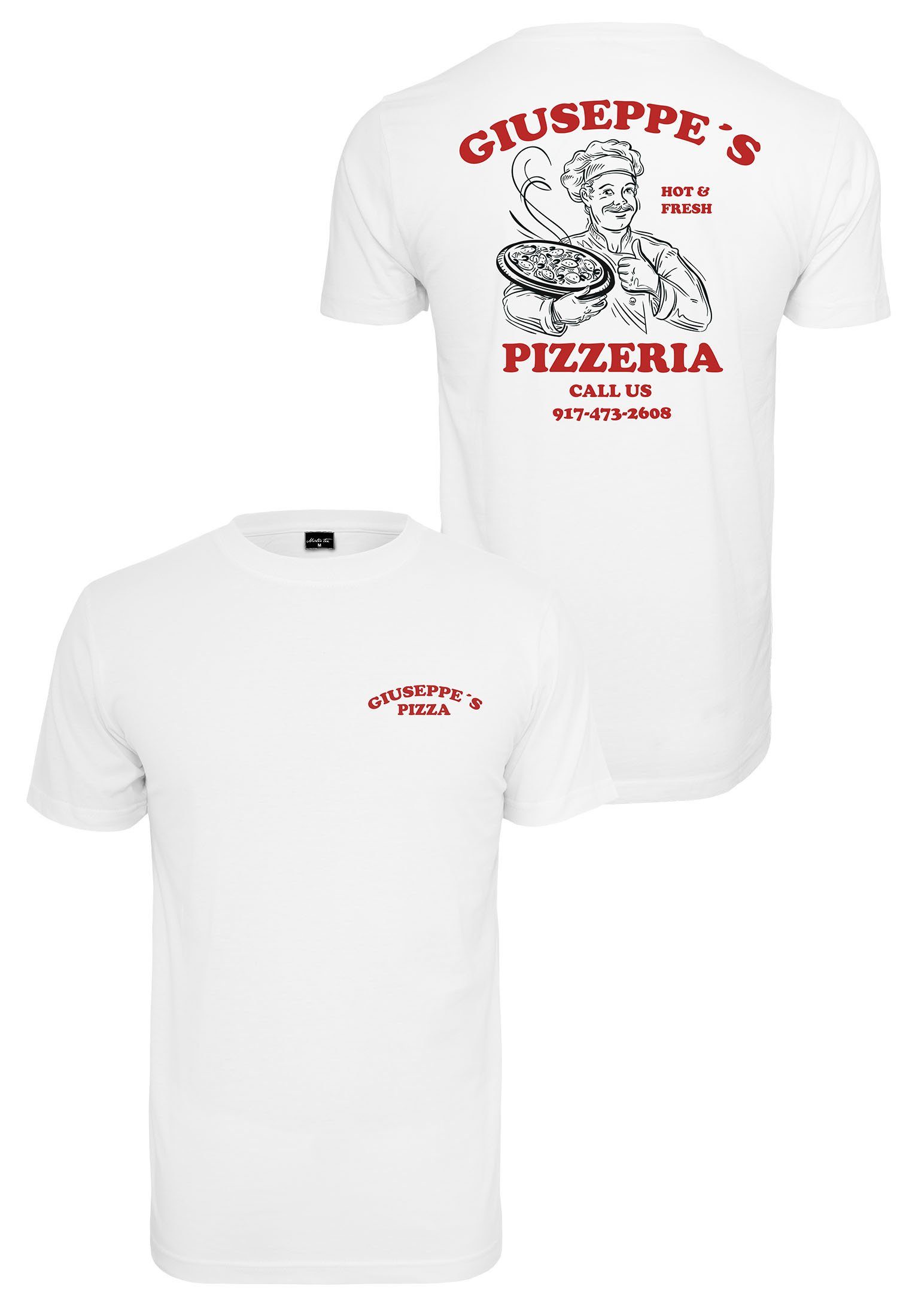 MisterTee Kurzarmshirt Herren Giuseppe's Pizzeria Tee Giuseppes Pizzeria (1-tlg) MT709 white