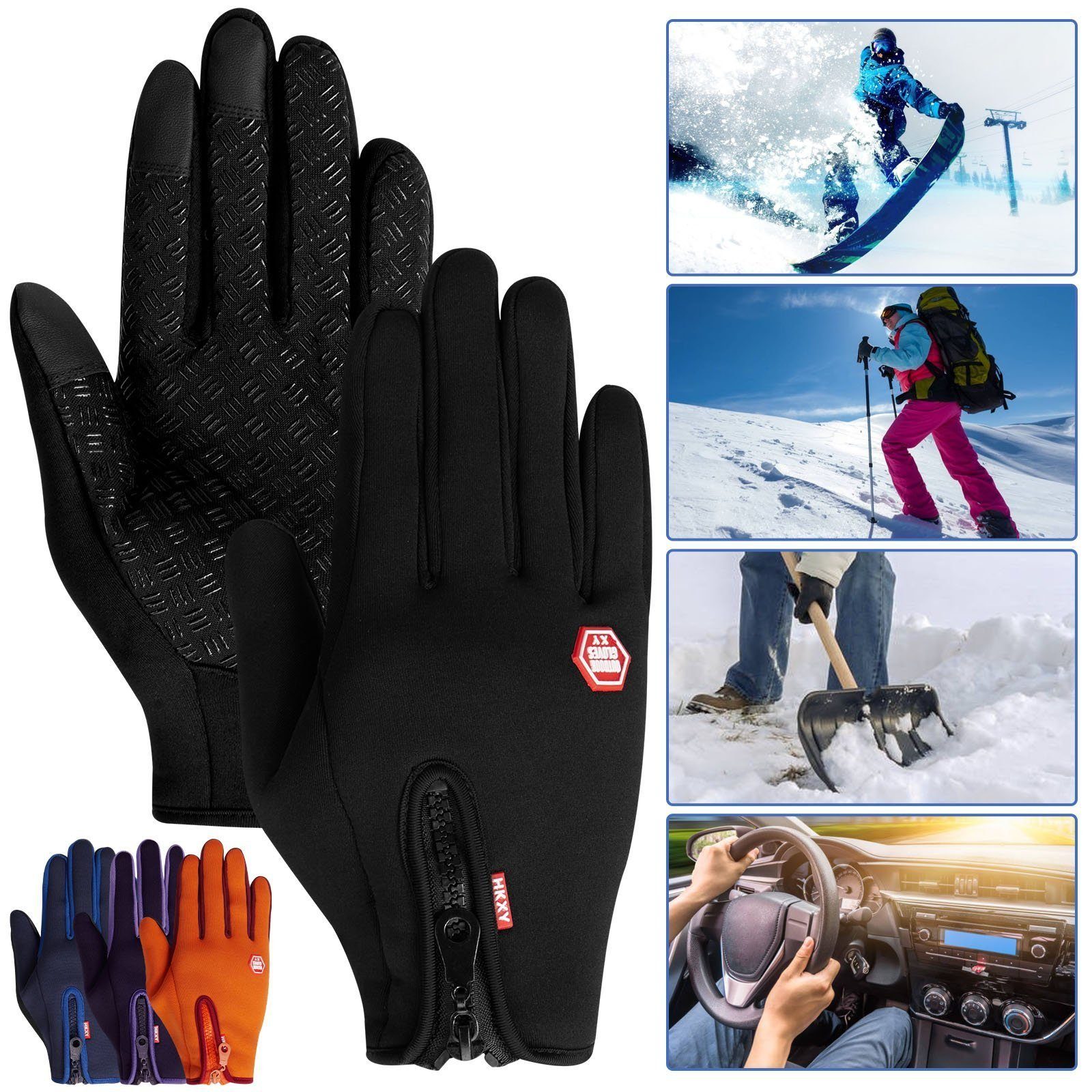 Winddicht,Touchscreen Lila Skifahren,Outdoor Fleecehandschuhe Winter,Skihandschuhe,Thermo BTTO Sport Damen Handschuhe,für Herren Handschuhe