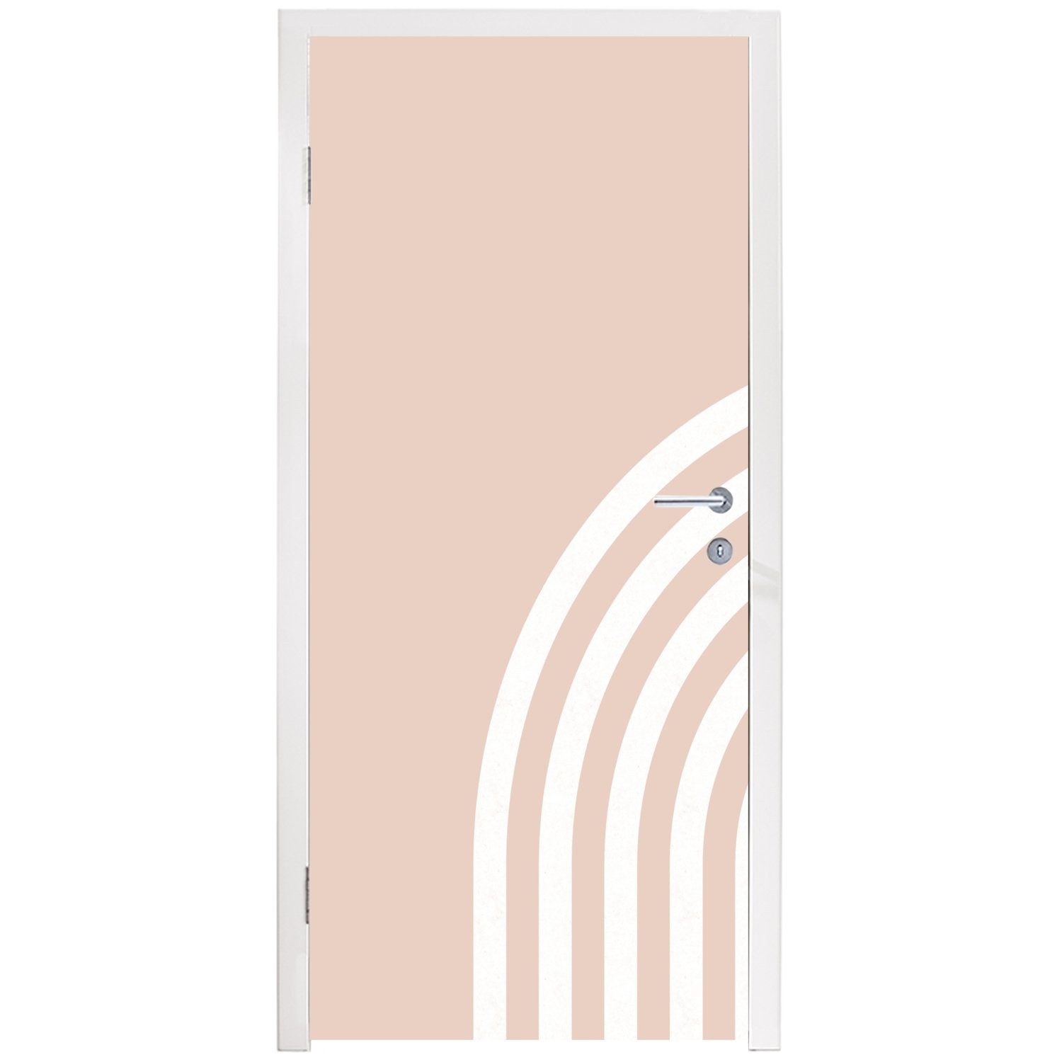 Weiß - St), Matt, Türaufkleber, (1 - Türtapete Fototapete cm für Rosa, bedruckt, 75x205 MuchoWow Tür, - Regenbogen - Kunst Abstrakt