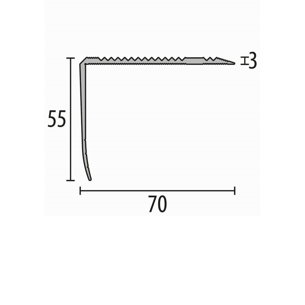 Küberit stair edge profile 55 x 70 x 1000 mm aluminum stair profile silver countersunk drilled