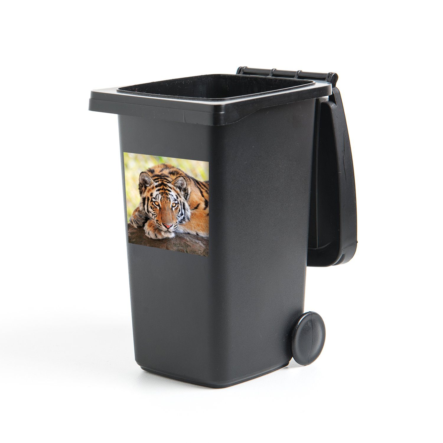 MuchoWow Wandsticker Tiger - Welpe - Rüssel (1 St), Mülleimer-aufkleber, Mülltonne, Sticker, Container, Abfalbehälter