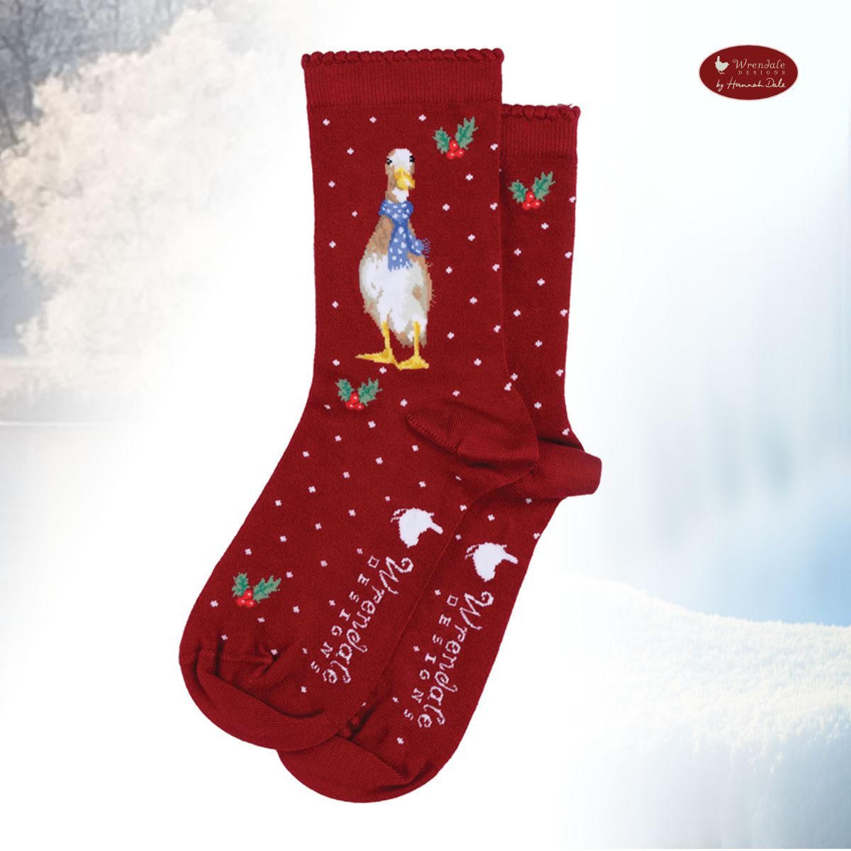 Wrendale Freizeitsocken Wrendale Designs Damen Socken Ente Christmas Scarves (Paar)