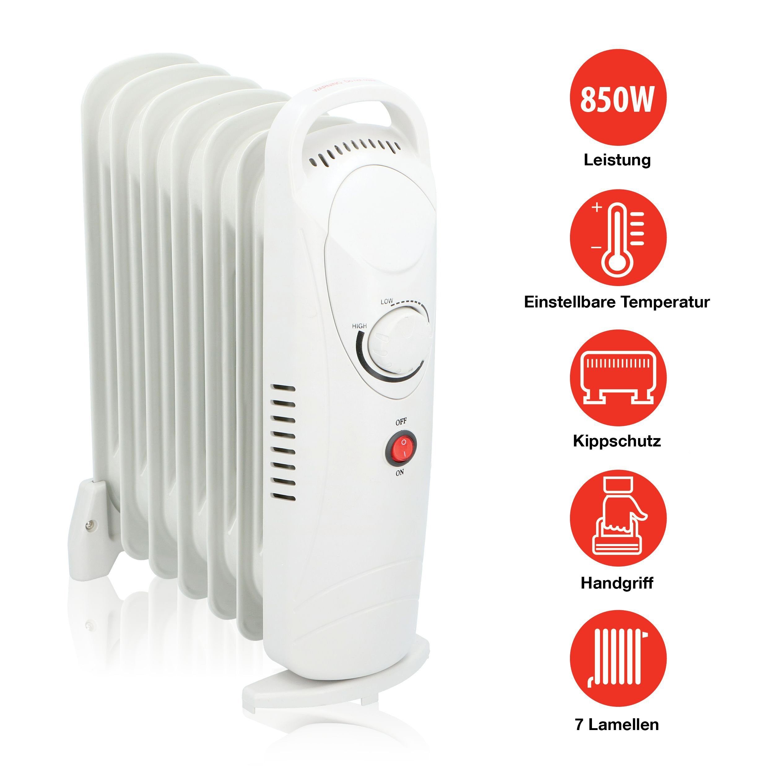 *Alpina* Ölradiator YL-B12-7A, 850 W, 7 Rippen, Thermostat, Kipp- und Überh günstig online kaufen