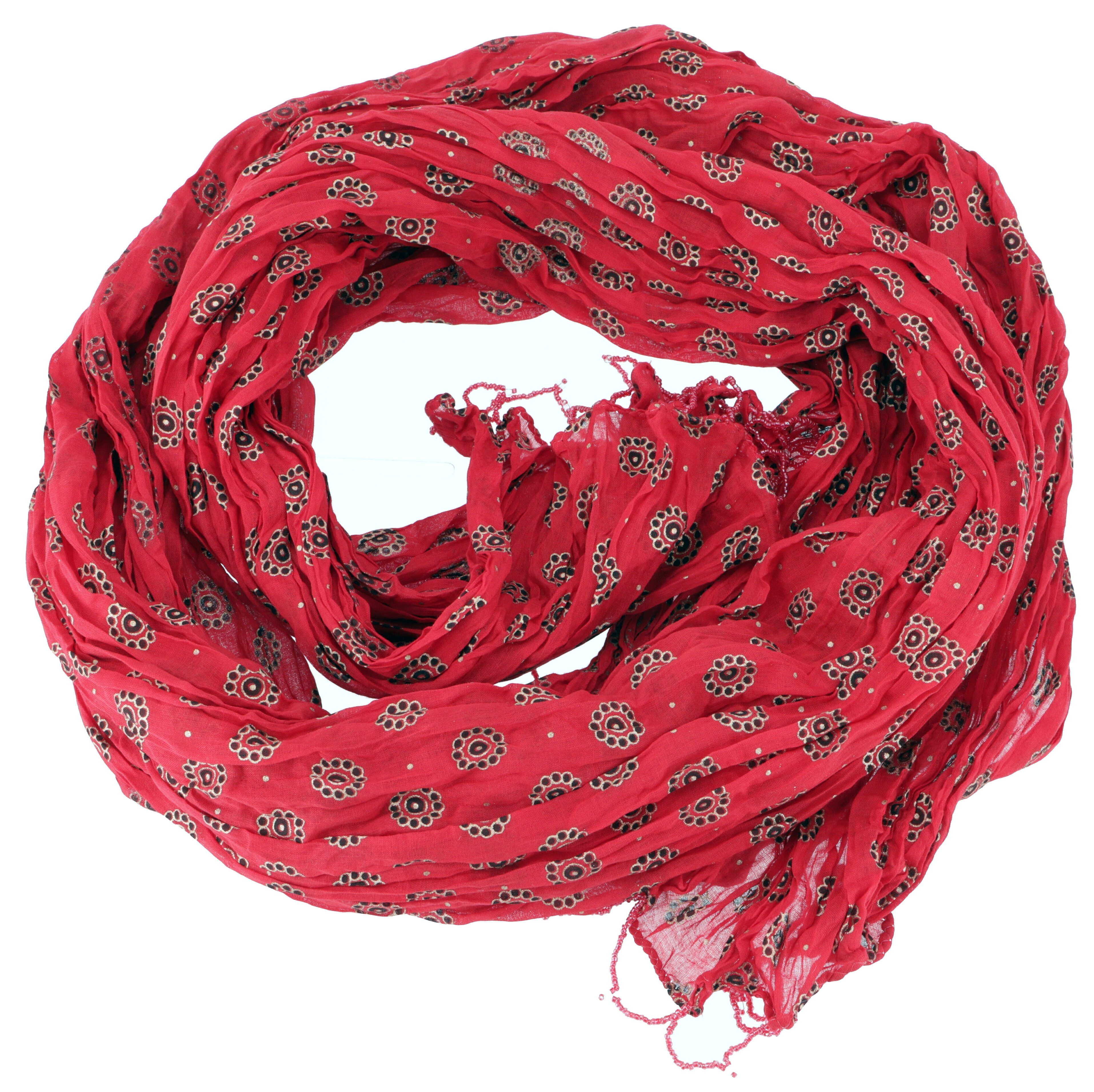 Guru-Shop Sarong Indisches Baumwolltuch, leichter Schal mit.. rot/schwarz