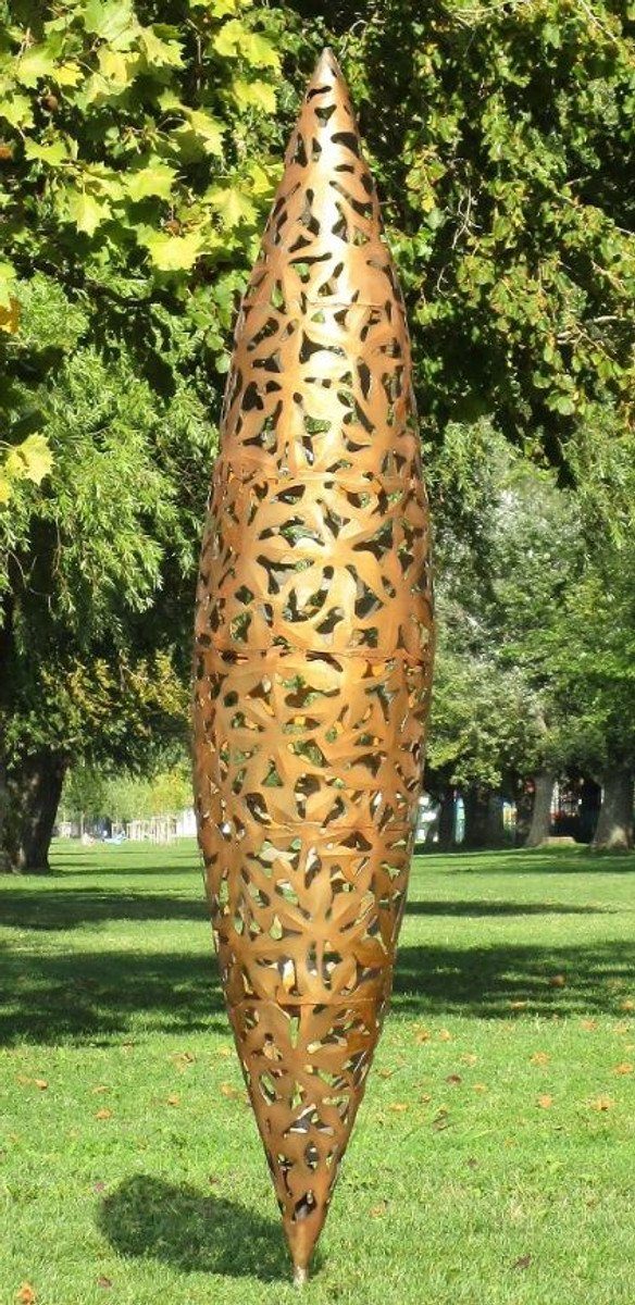 Casa Padrino Skulptur Designer Garten Skulptur Zapfen Kegel Rostfarben Ø 40 x H. 200 cm - Handgefertigte Gartenfigur - Luxus Garten Dekoration