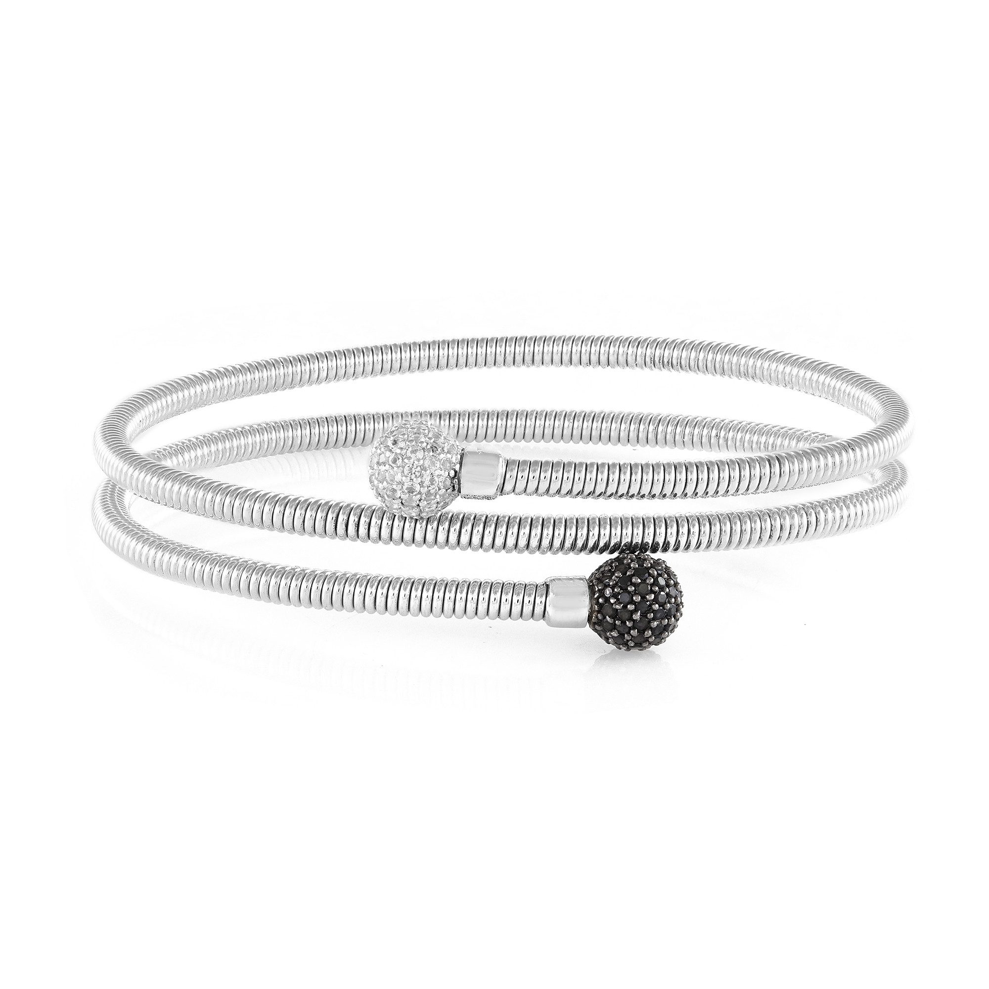 Cavill Armreif Schwarzer Spinell & Weißer Topas Silber Armreif (1-tlg)
