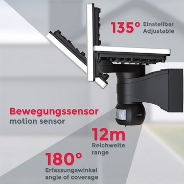 B.K.Licht LED Außen-Wandleuchte, LED fest integriert, Neutralweiß, Außenleuchte, Bewegungsmelder, schwenkbar, 20W 2.300 Lum. 4.000K, IP44