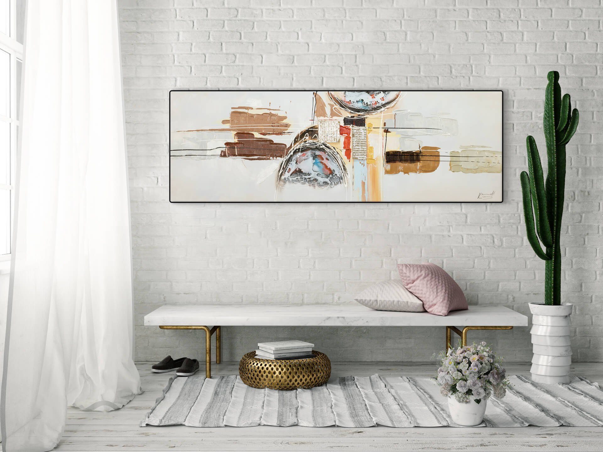 KUNSTLOFT Gemälde Schwerelose Zeit 150x50 Wandbild Wohnzimmer HANDGEMALT 100% cm, Leinwandbild