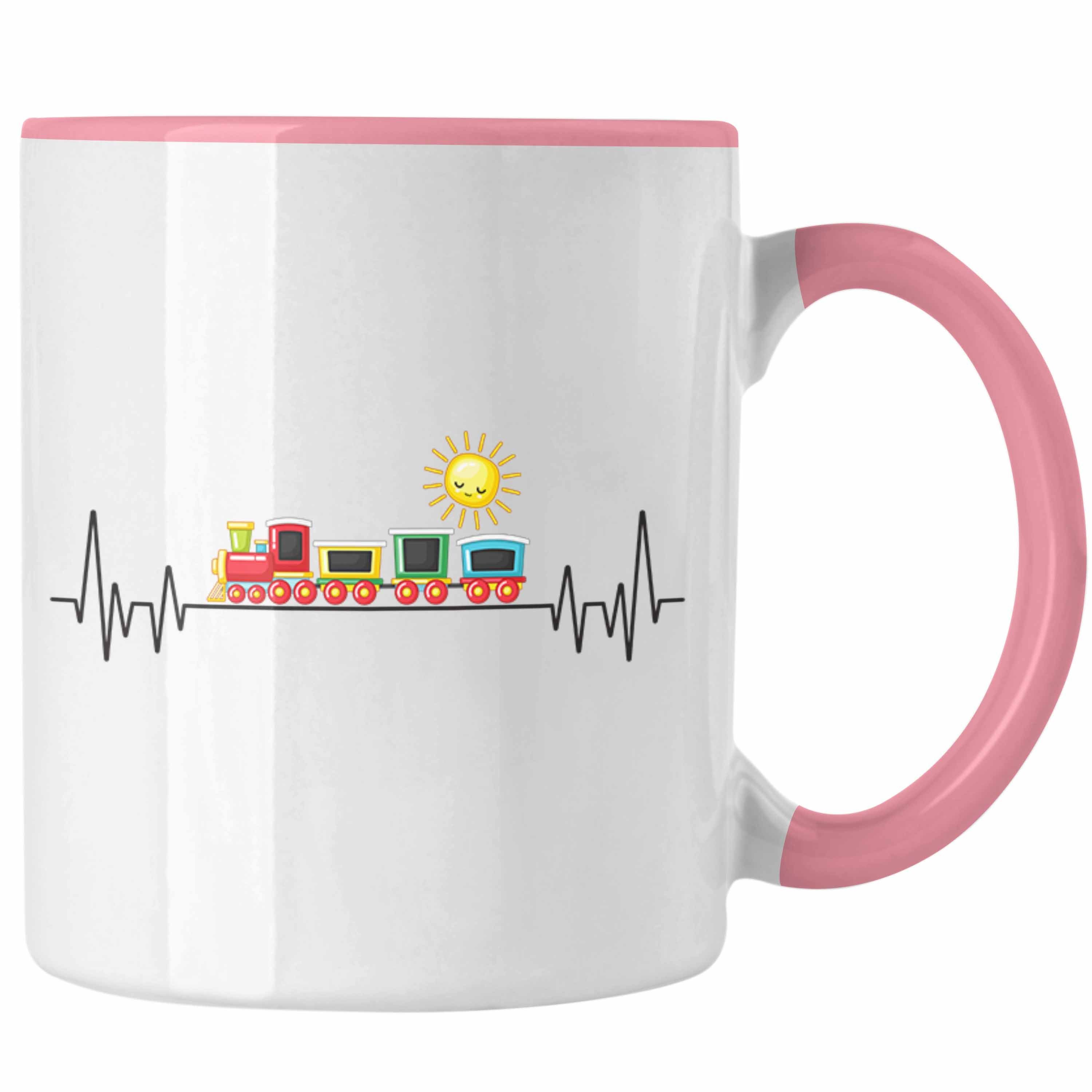 Trendation Zugfüh Rosa für Eisenbahner Zug Züge Trendation Herzschlag Tasse - Geschenk Tasse