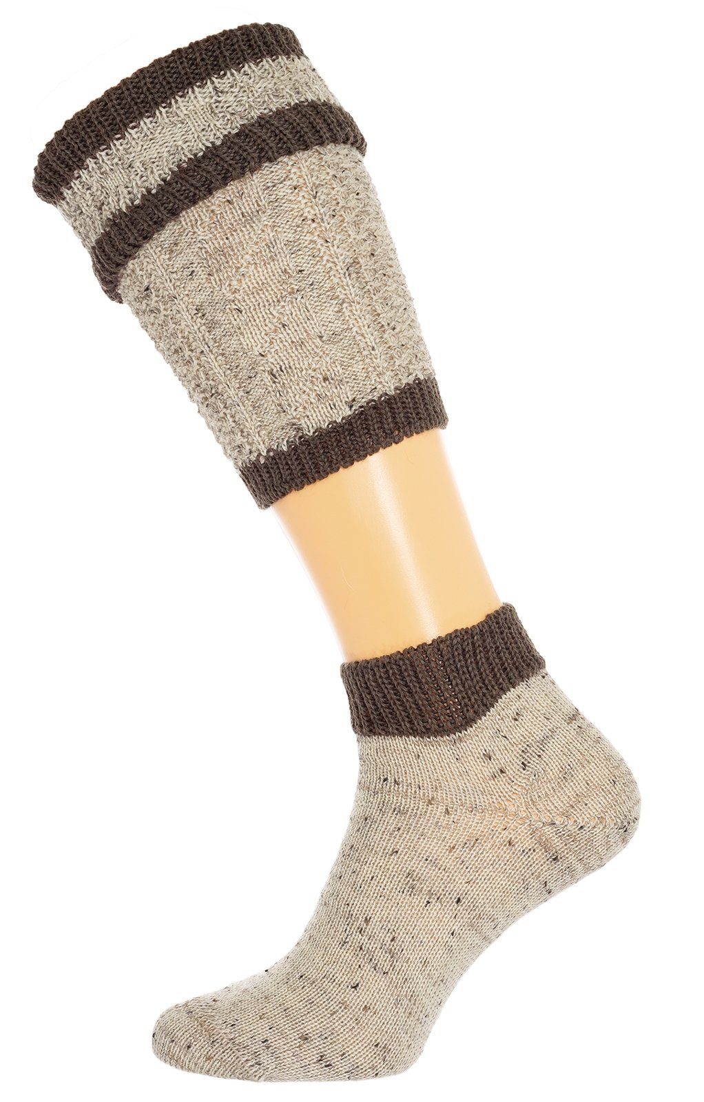 Lusana Trachtensocken Loferl 2tlg. L479T-911 beigemeliert braun