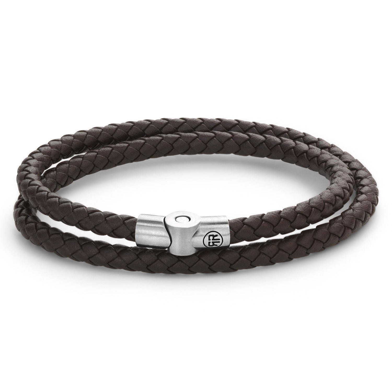 Rebel & Rose Wickelarmband Herren-LederFull Metal Double Round Brown