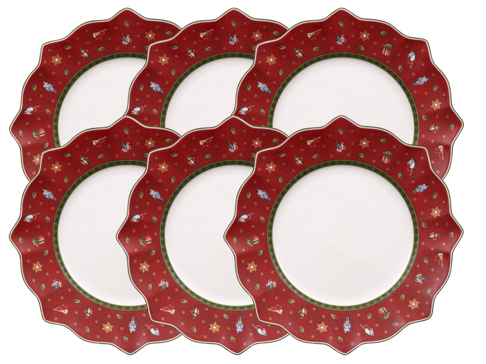 Villeroy & Boch Teller-Set Toy's Delight Speiseteller rot 29 cm Set6, Premium Porcelain