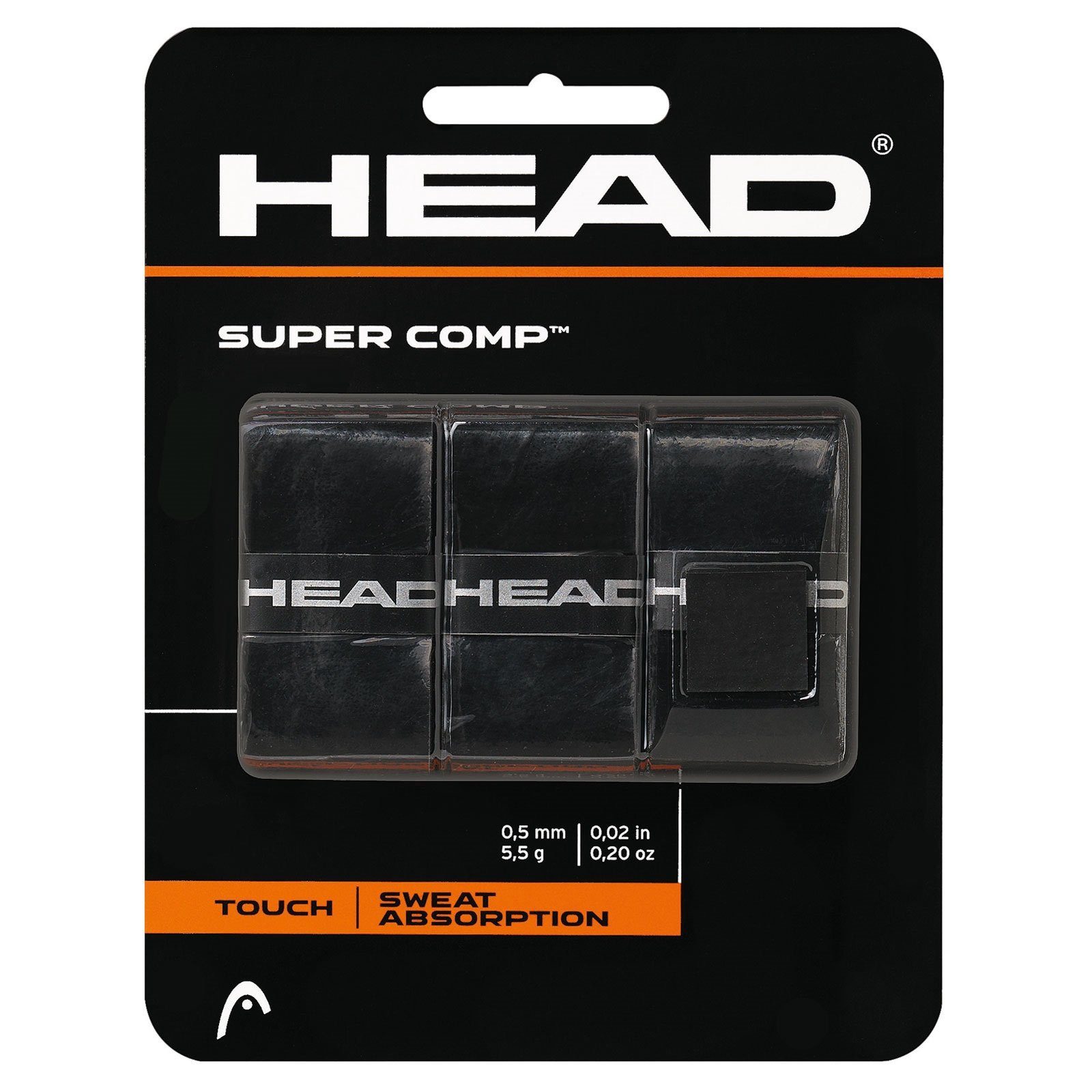 Head Griffband Overgrip Super Comp 0.5mm schwarz 3er