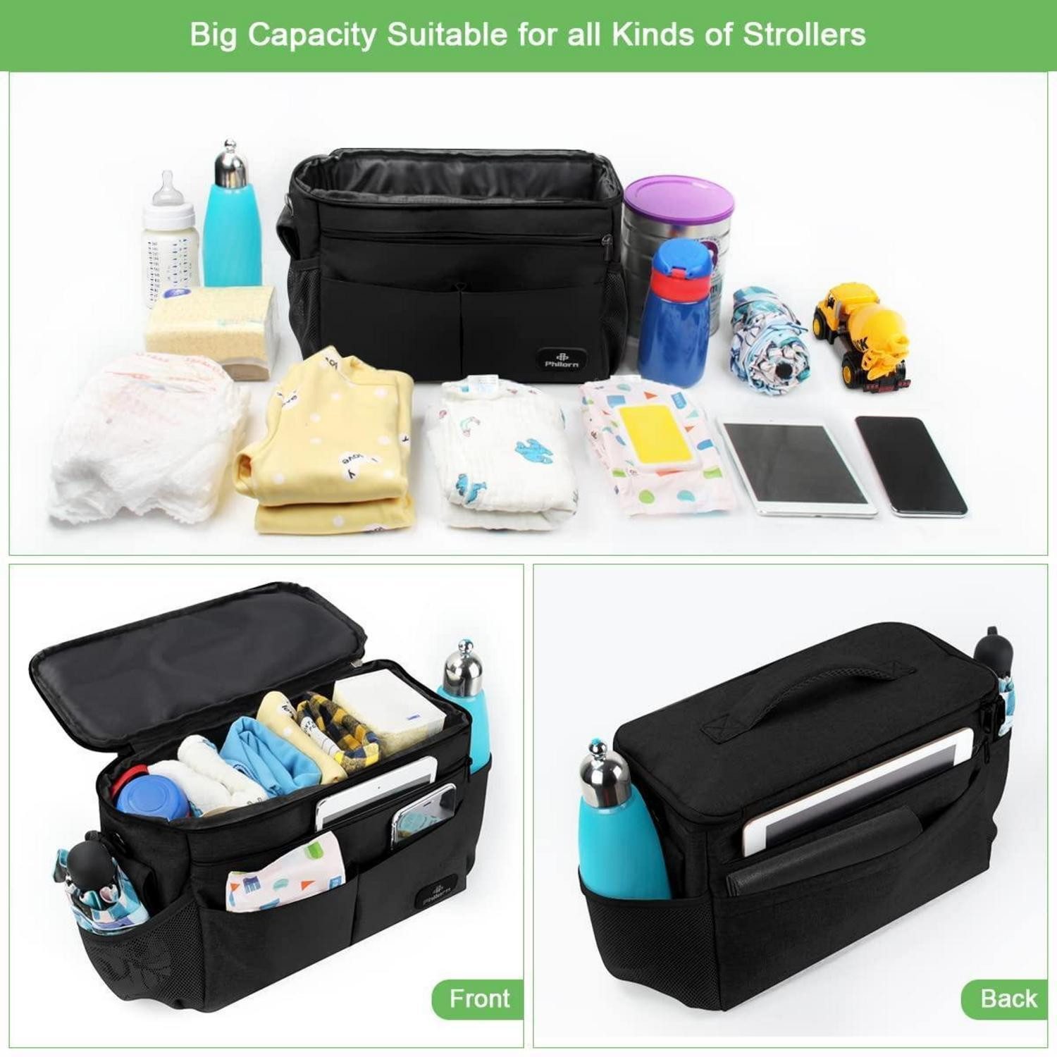 LuxusKollektion Kinderwagen-Tasche Kinderwagen Organizer mit Isolierten Getränkehaltern, Große
