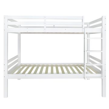 FUROKOY Etagenbett Hausbett 90x200cm,Kinderbett mit treppe, (Bettgestell nur ohne Matratze) , Kiefernbett aufgeteilt in 2 Einzelbetten), Jugendbett mit Rausfallschutz& Lattenrost,Mädchen Jungen,Weiß