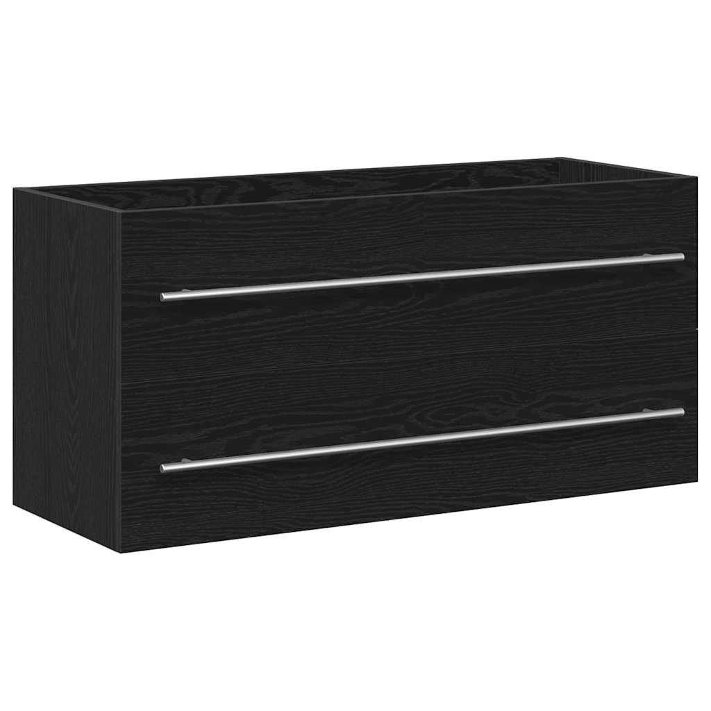vidaXL Badezimmer-Set Waschbeckenunterschrank Schwarz Eichen-Optik 100x38,5 günstig online kaufen