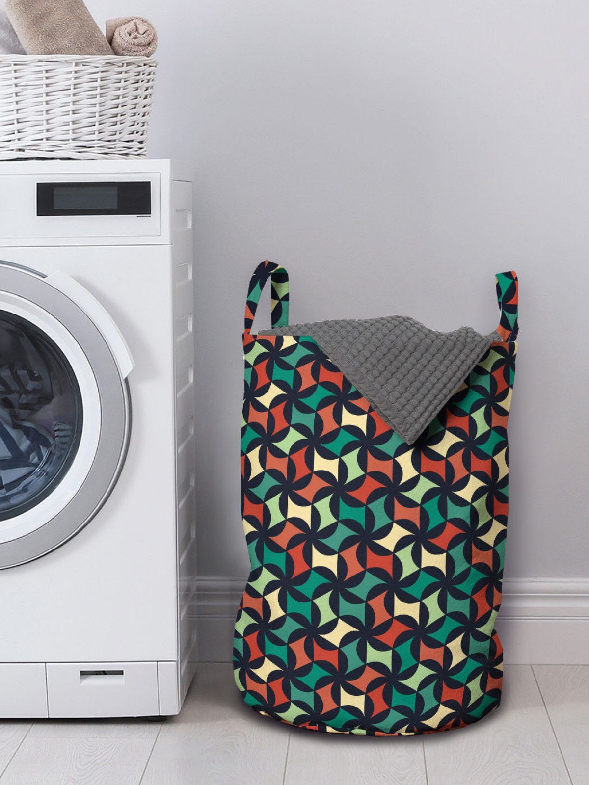 für Wäschesäckchen Abakuhaus Griffen Waschsalons, Formen Geometrische Abstrakte mit Wäschekorb Modern Kordelzugverschluss