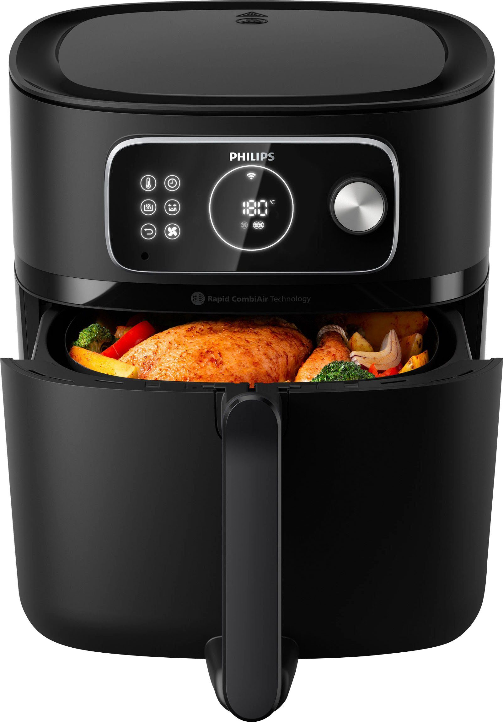 Philips Heißluftfritteuse Airfryer XXL Kombi HD9876/90, mit 8,3 l, Rapid CombiAir Technologie, 2200 W, 22 Kochfunktionen, QuickClean und WiFi Konnektivität